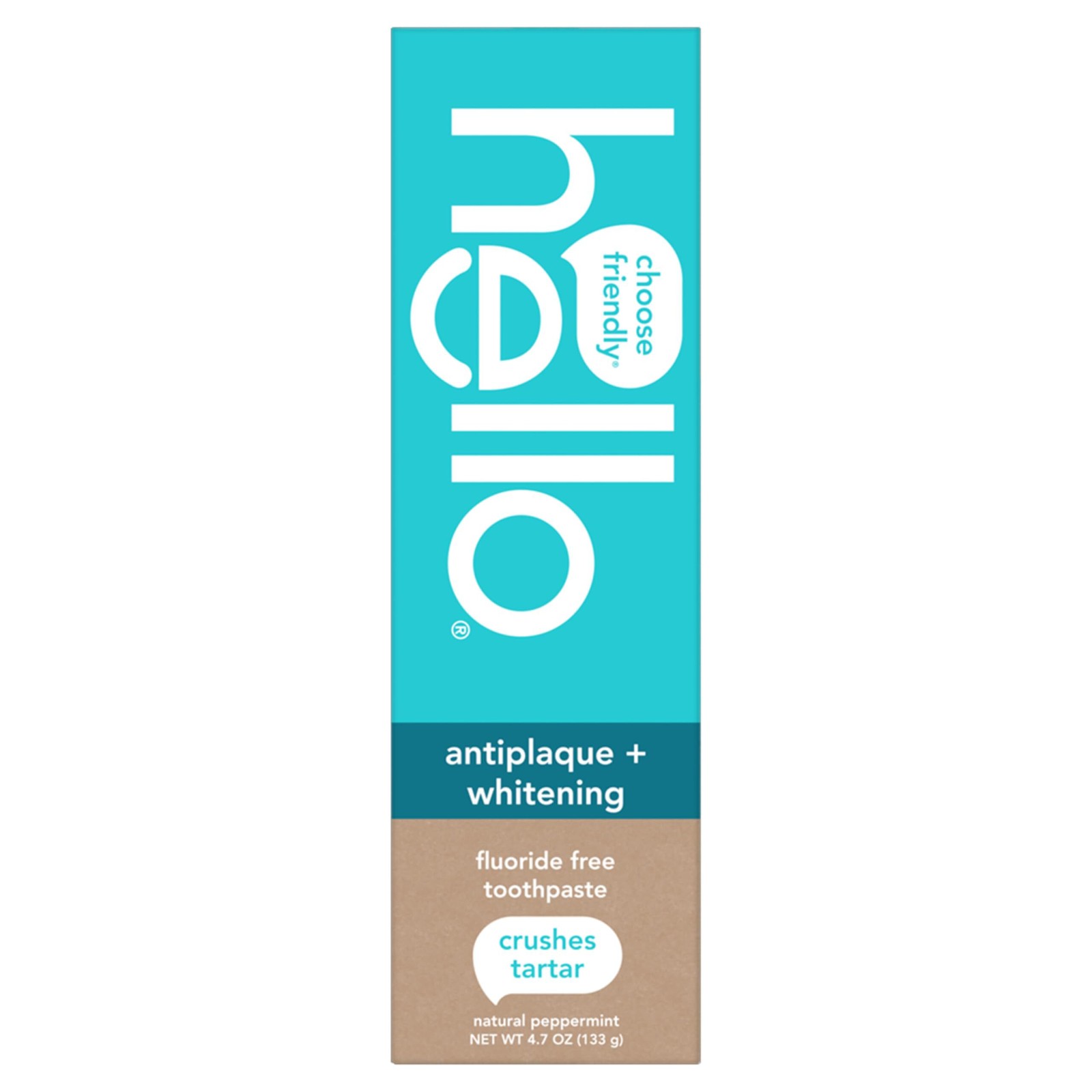 (3 Tubes) hello Antiplaque Fluoride Free Toothpaste, Natural Peppermint, 4.7 Oz