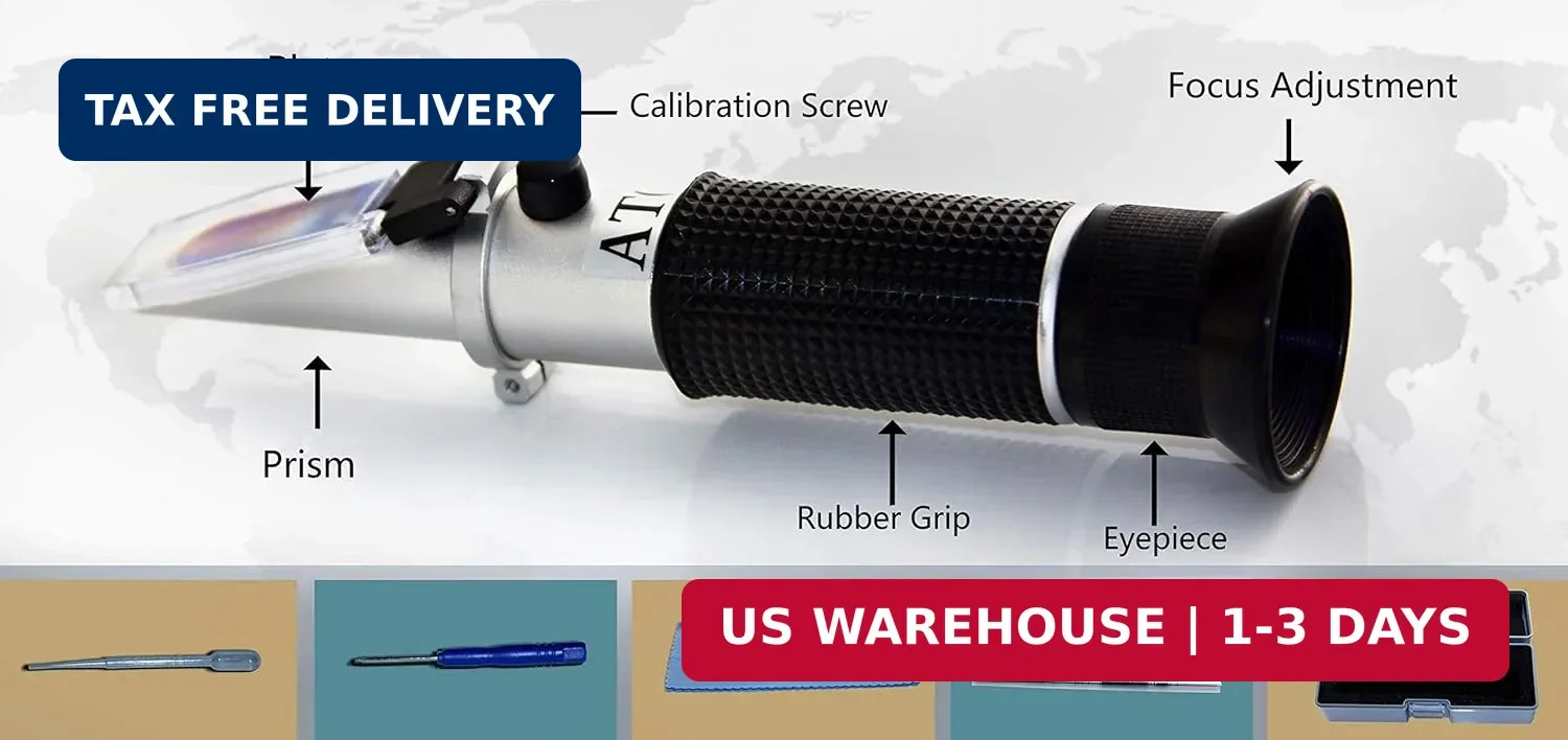 Brix Refractometer with ATC Automatic Temperature Compensation (0-32 Brix) Tripl