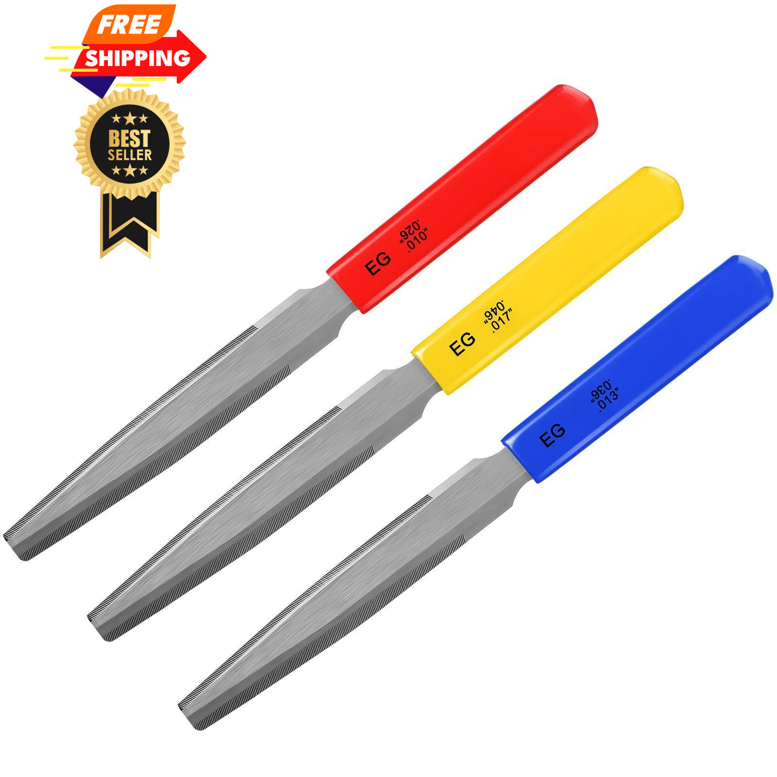Tarpop 3 Pieces Tapered Guitar Nut Files Slotting Set Double