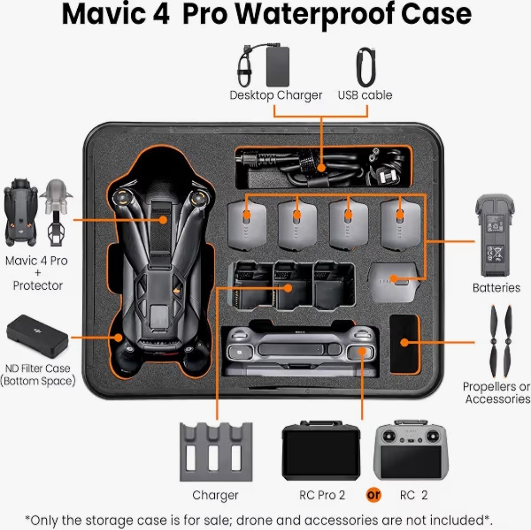 Drone Case for DJI Mavic 4 Creator Combo, IP67 Waterproof Dustproof Shockproof P