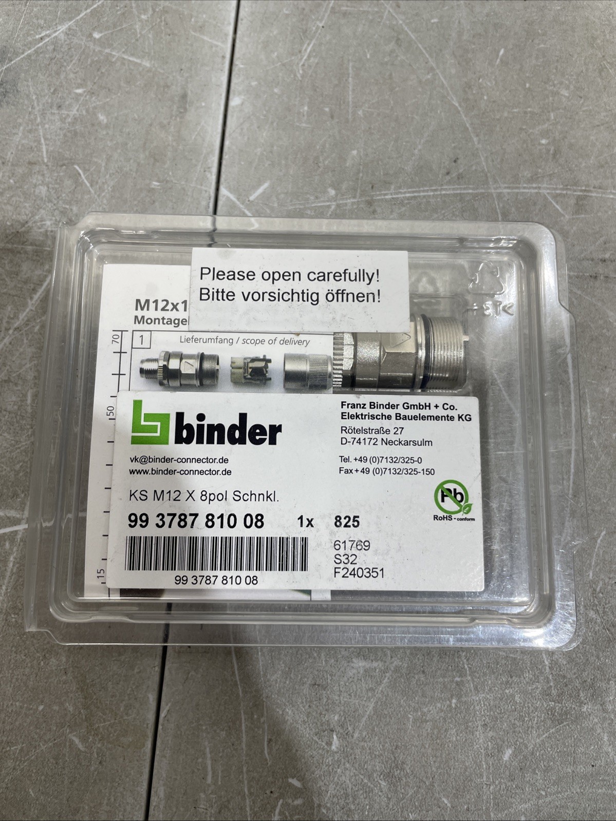 BINDER 99-3787-810-08 (NEW IN BOX)