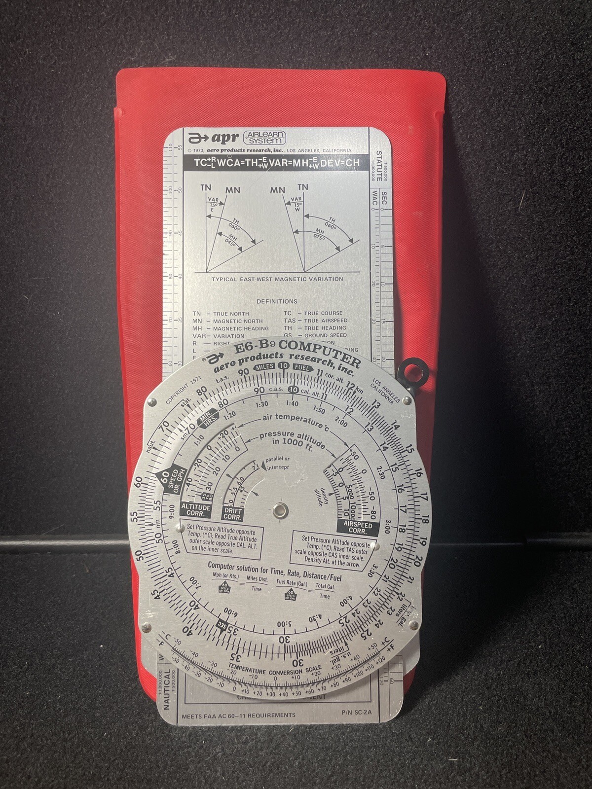 APR AERO Products Research P/N SC2A Flight Computer Vintage Airlearn System 1973