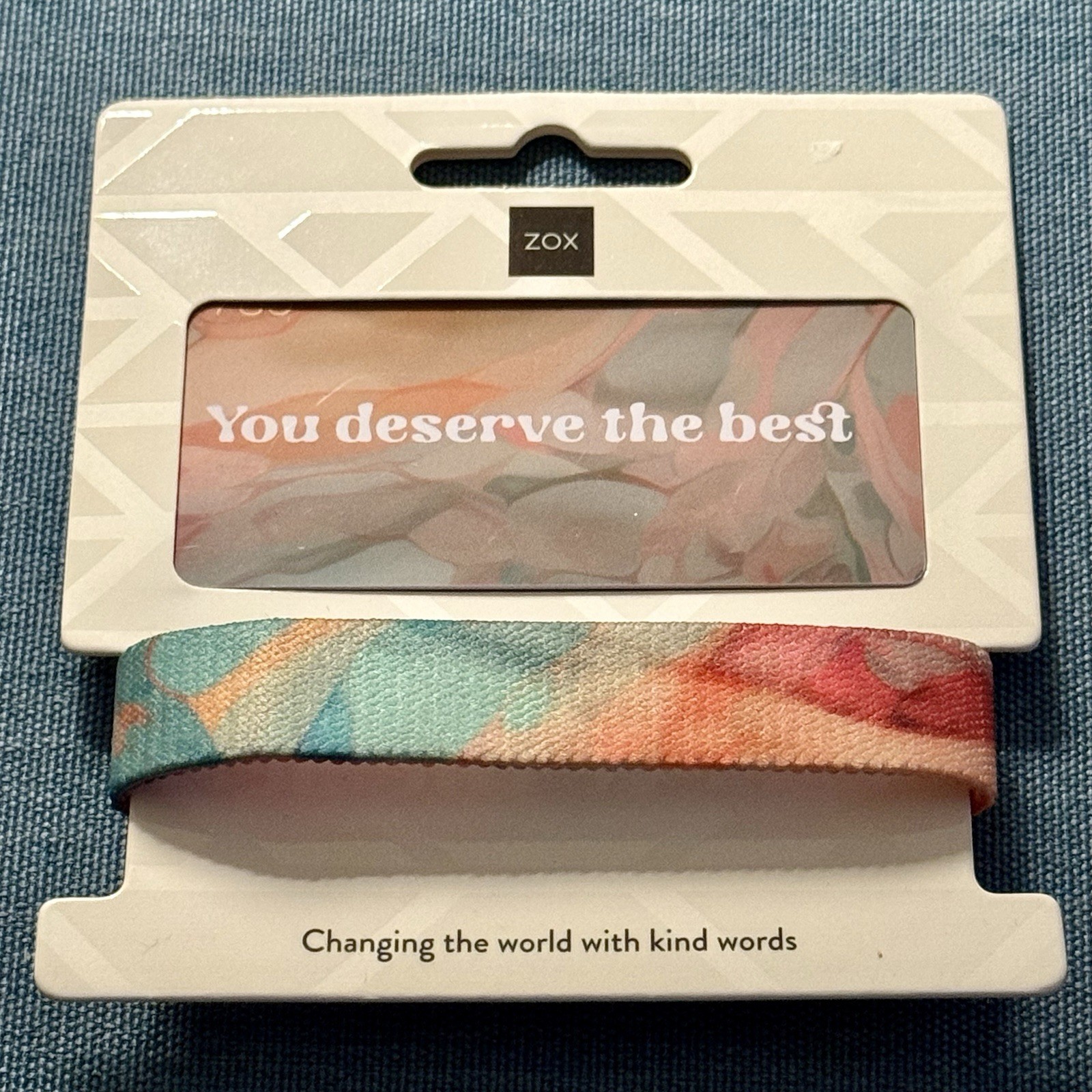 New! ZOX Single *YOU DESERVE THE BEST* Sz OS/MEDIUM- Reversible Wristband w Card