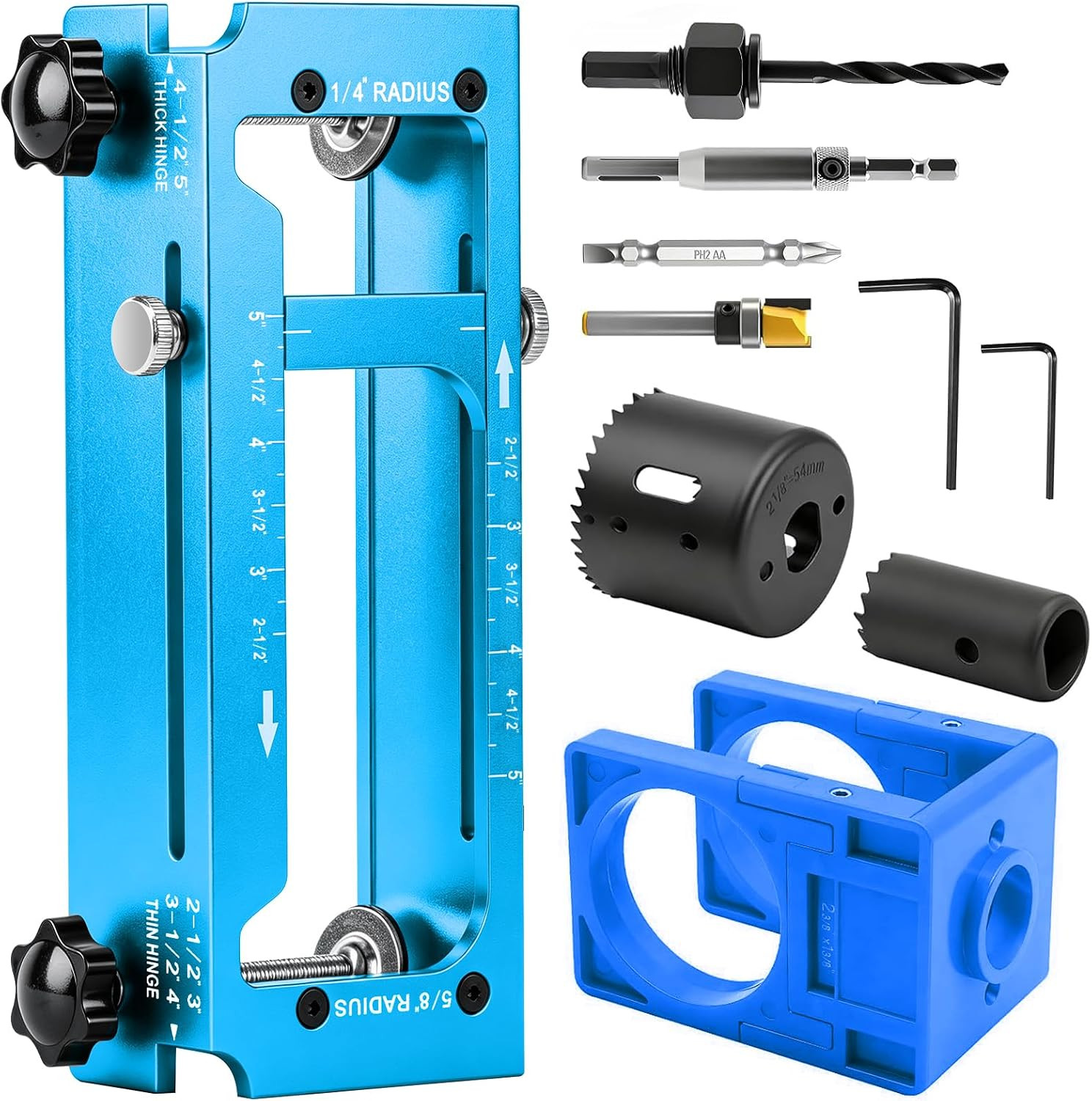 Door Hinge Jig & Door Lock Installation Kit, Aluminum Alloy Router Templates 1/4