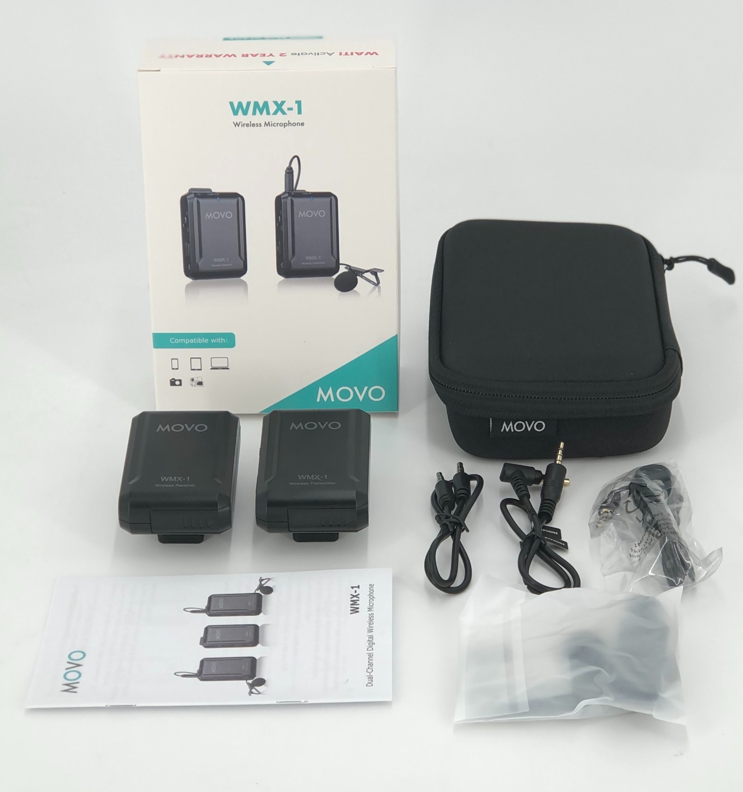 Movo WMX-1 2.4GHz Wireless Lavalier Microphone System Compatible with DSLR Cam--