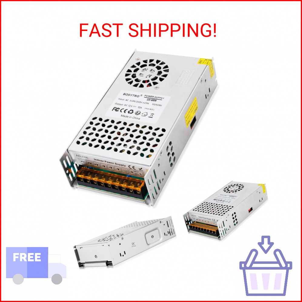 BOSYTRO 12V 50A 600W DC Switching Power Supply, Universal Regulated Switching AC