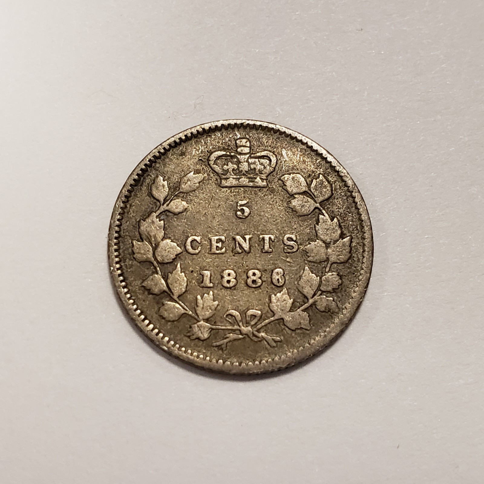 1886 5c Cents Canada Silver Five Cents .0346 oz ASW - Small 6 - KM-2 - SKU-F9002