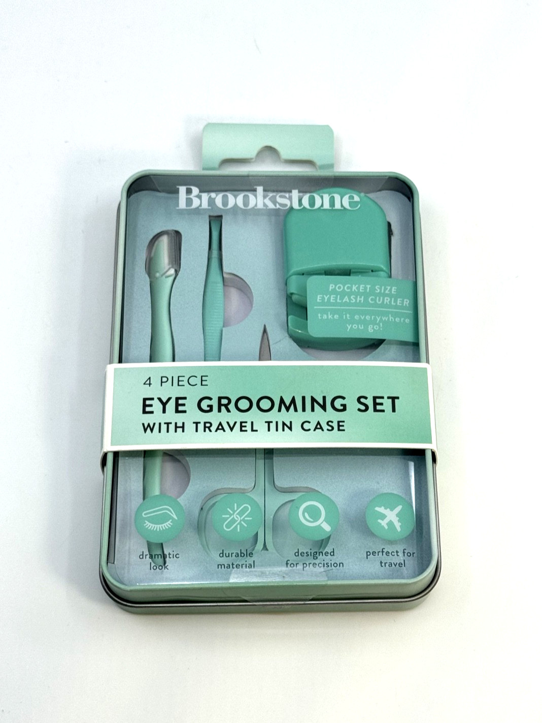 Brand New Brookstone 4-Piece Eye Grooming & Lash Care Set with Metal Travel Tin
