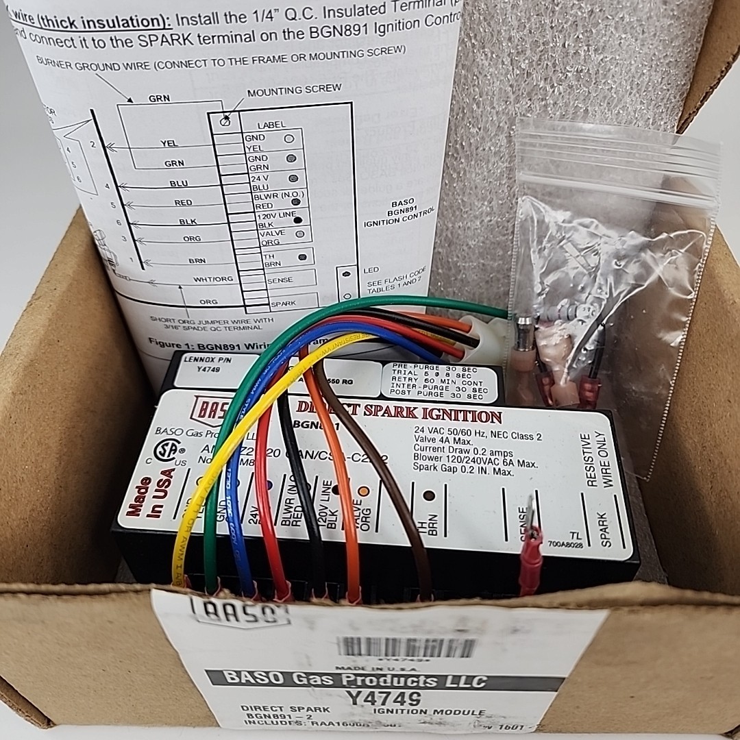 Lennox Baso Y4749 BGN891-2 Furnace Ignition Control Board Module