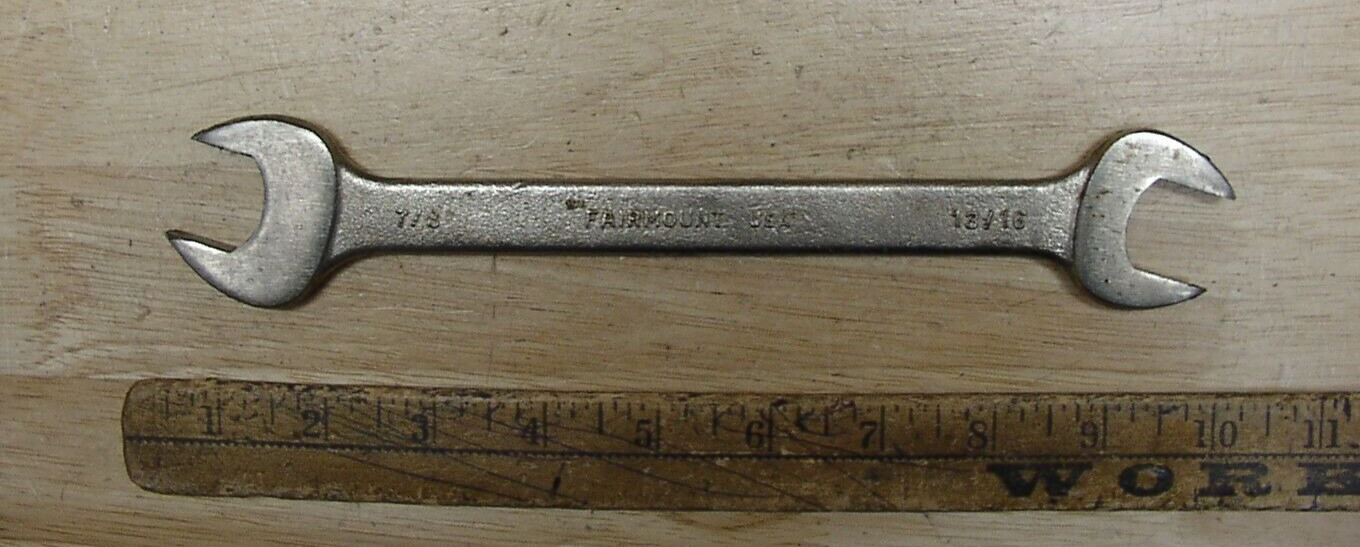 Vintage Fairmount 7/8" X 13/16" X 9-9/16" Open End Wrench,Good Overall Condition