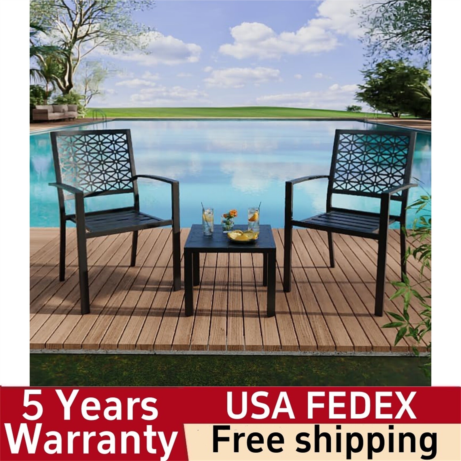 ☑️Bistro Set Outdoor Bistro Set Stackable Metal Square Table Chairs for Apartmen