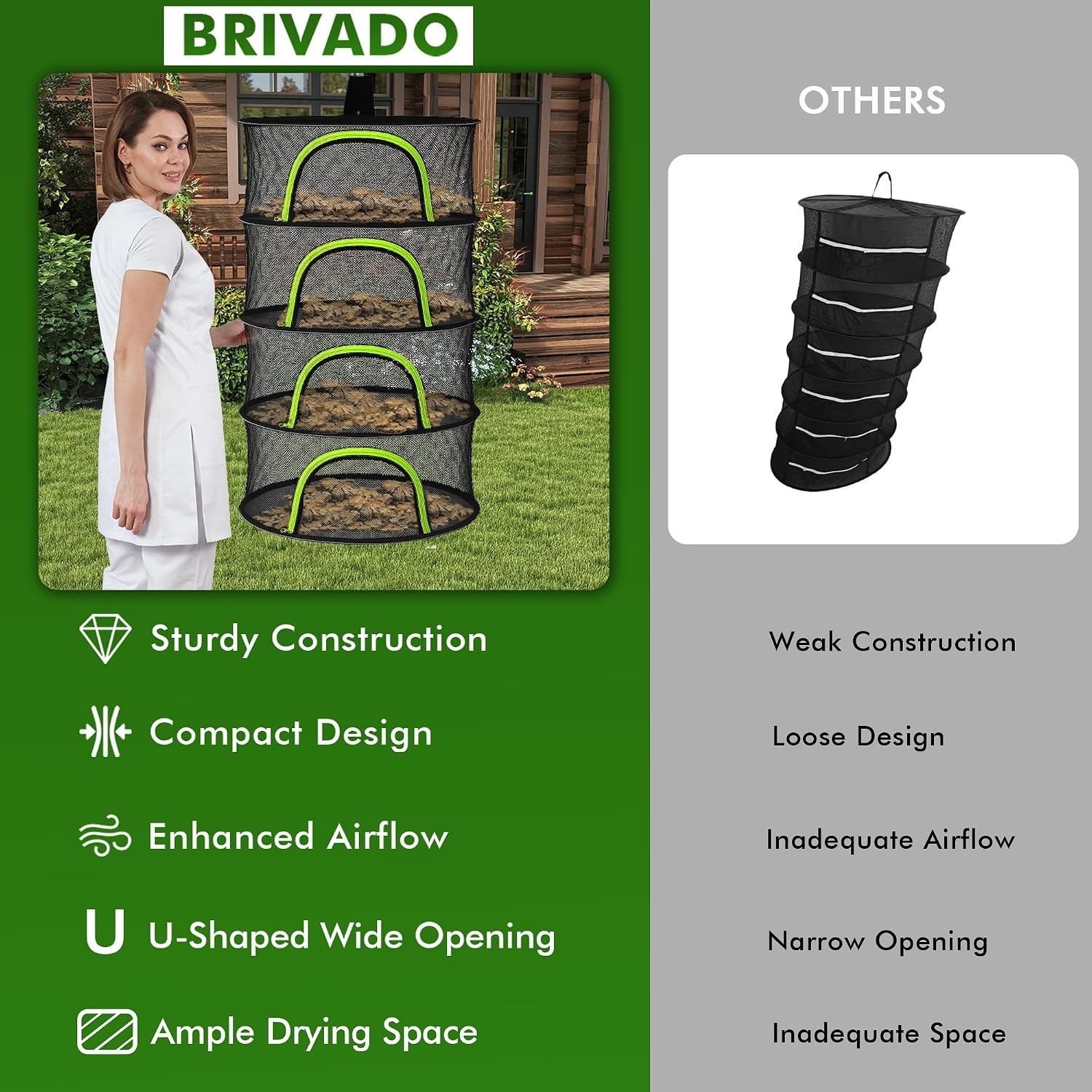 Herb Drying Rack Hanging Mesh 2 Layer 18" for Drying Herbs, Plants, Seeds, Bu...