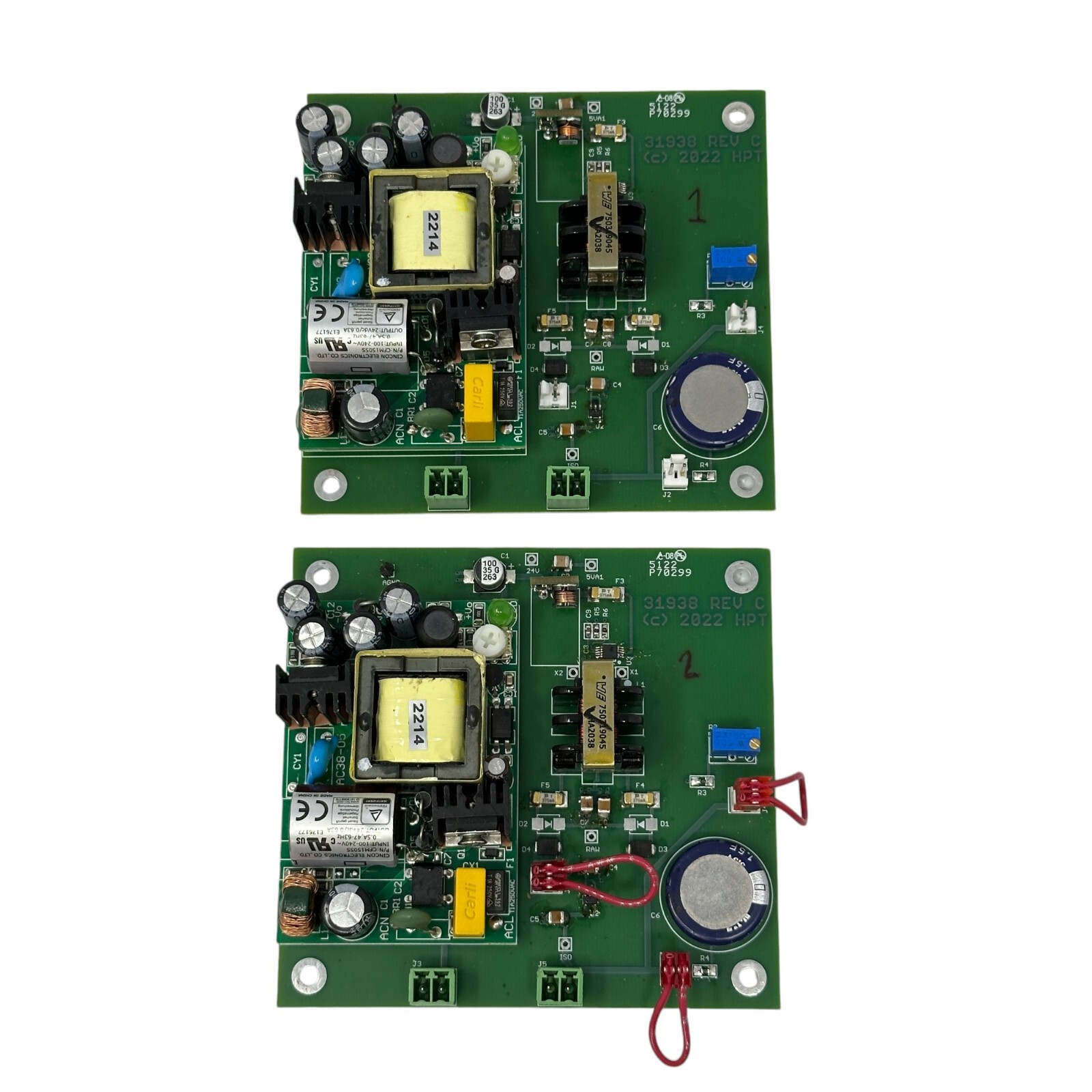 Lot of 2 HPT 31938 Rev C Boards w/ Cincon CFM150S5 24V Power Supply 2022