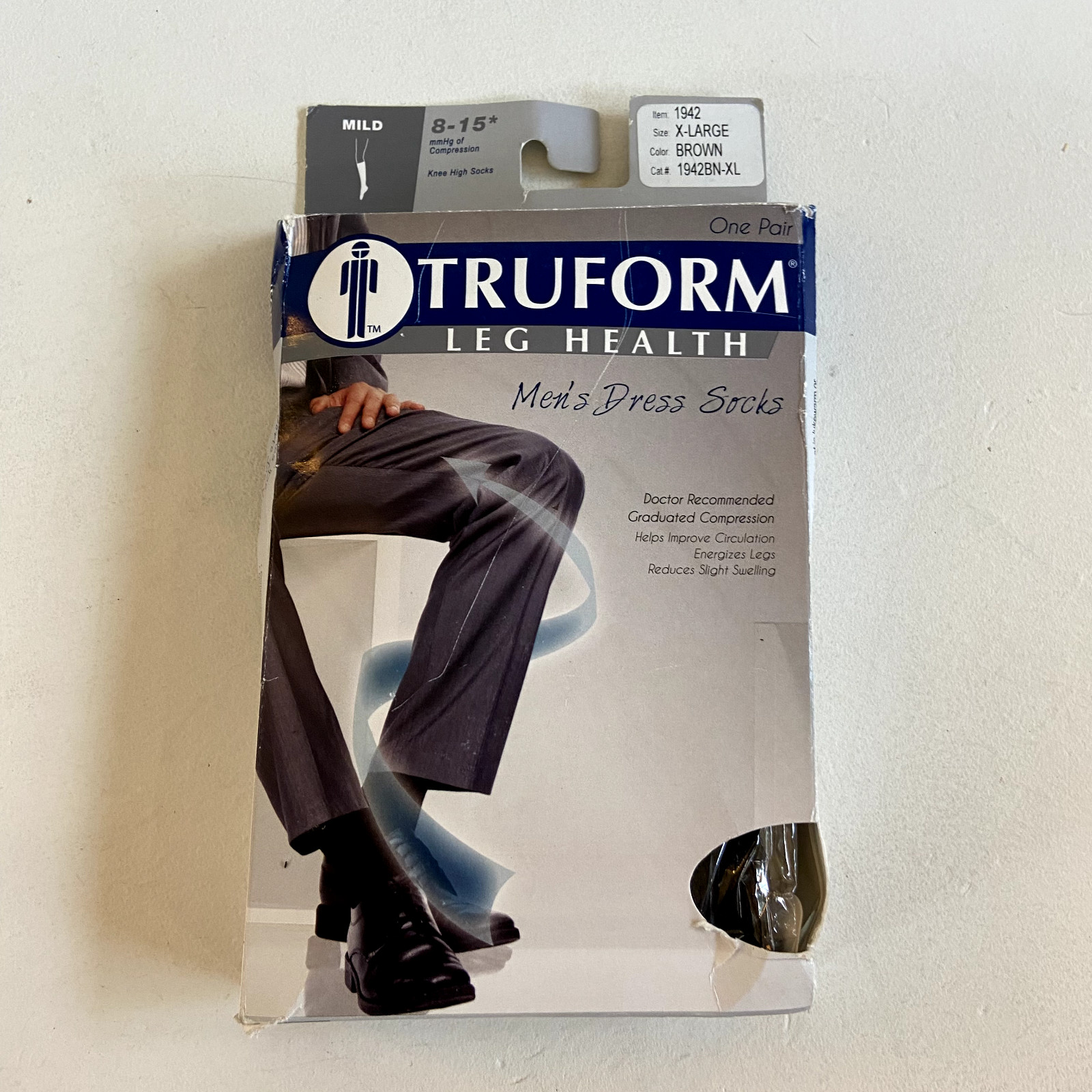TRUFORM Leg Health Mens Knee High Dress Brown Support Socks X-Large Mild 8-15
