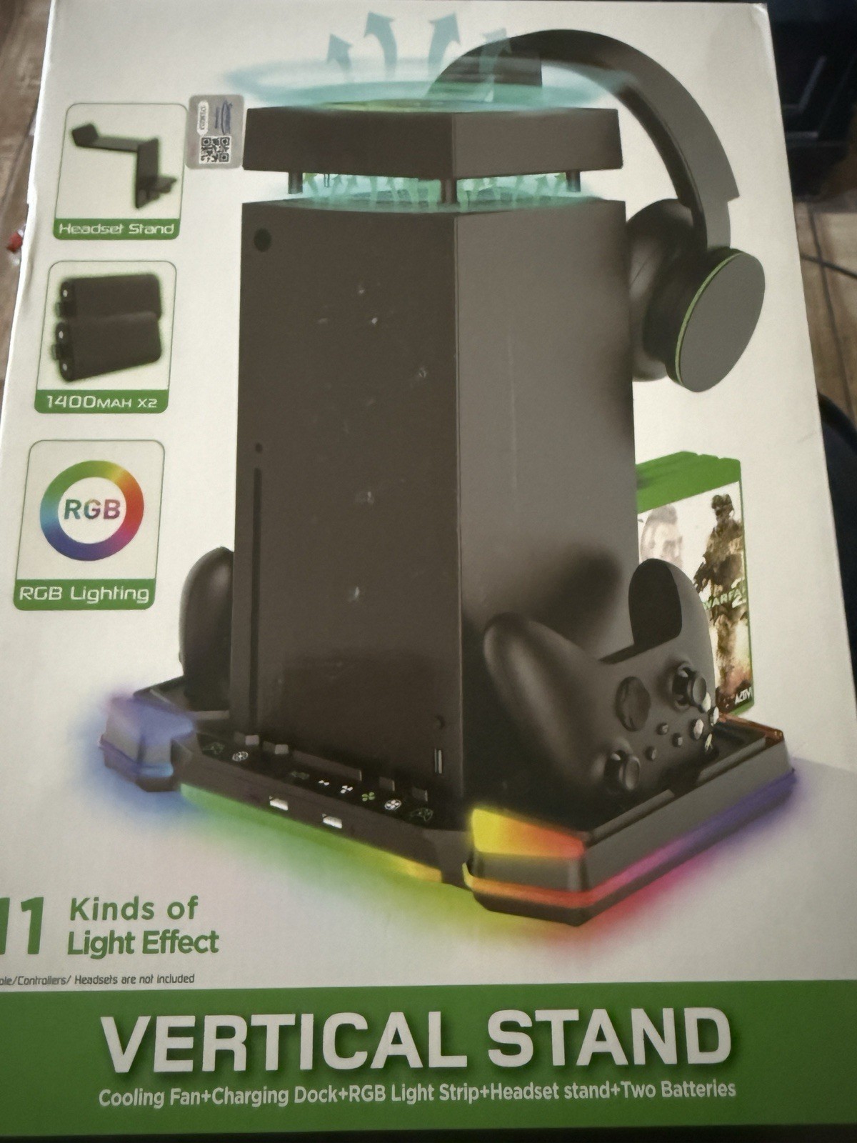 Top Auto Cooling Fan & Charge Stand for Xbox Series X Console with 11 Light M