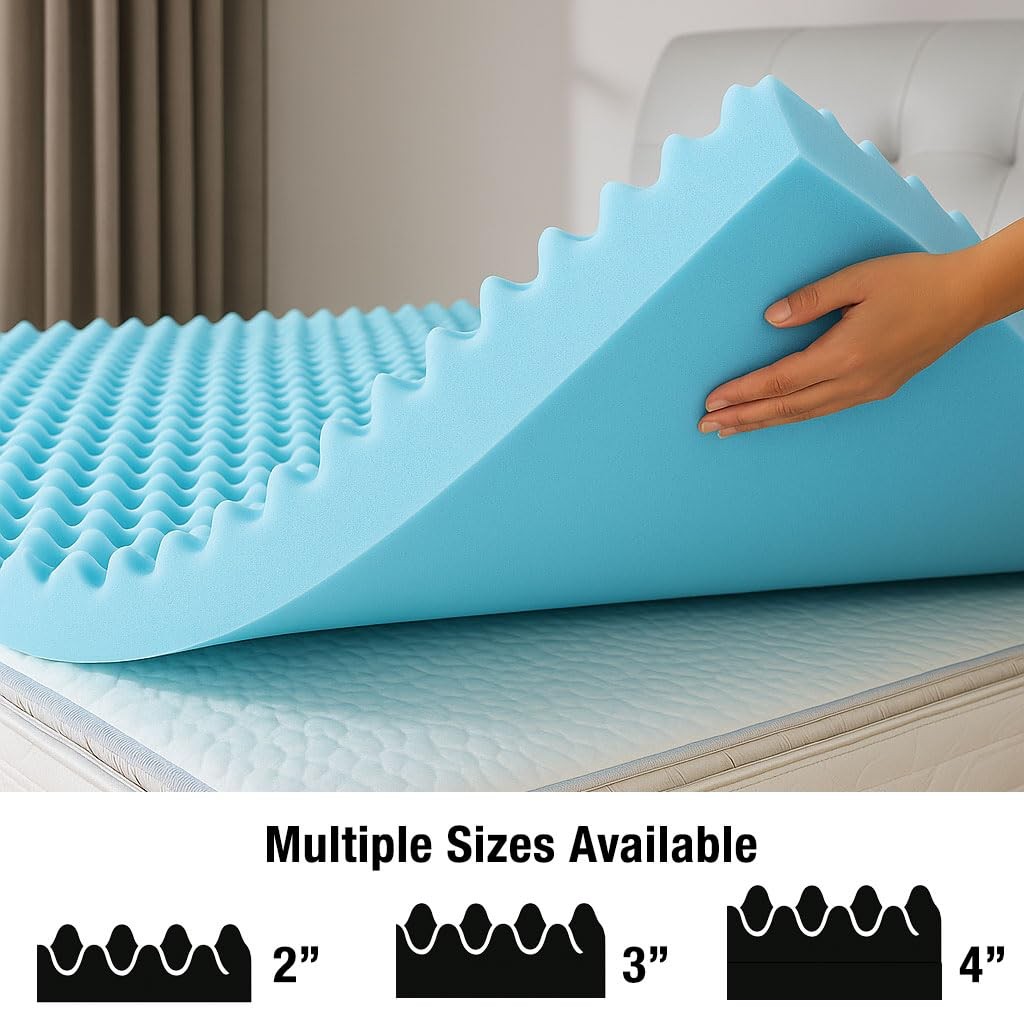 DMI 2-Inch Foam Mattress Topper, Egg Crate Pad for Support, Twin, Blue