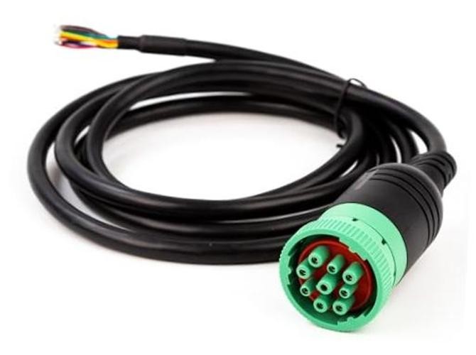 Green Type 2 J1939 Male to Open Pigtail 9pin Cable Truck Diagnostic Scanner