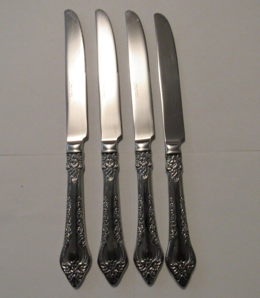 4 Dinner Knives Reed & Barton MAJESTY Stainless Flatware China Discontinued LOT
