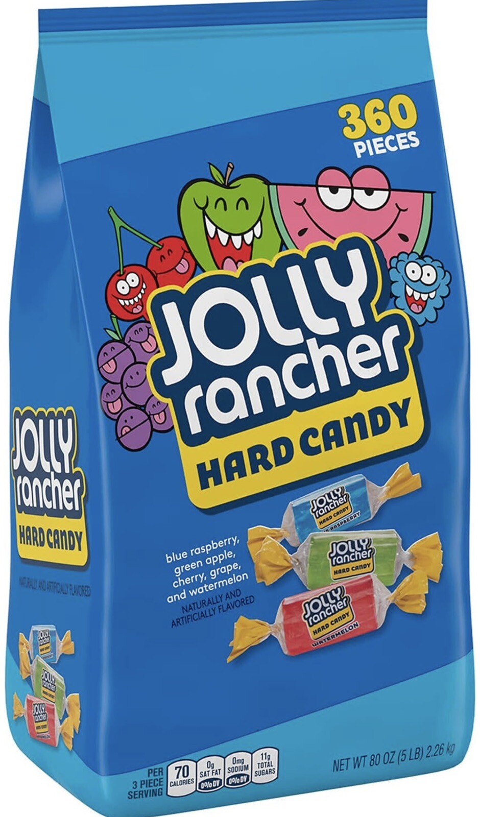 Jolly Ranchers Assorted Fruit Flavor bulk bag, 5lb 360 Pieces￼￼