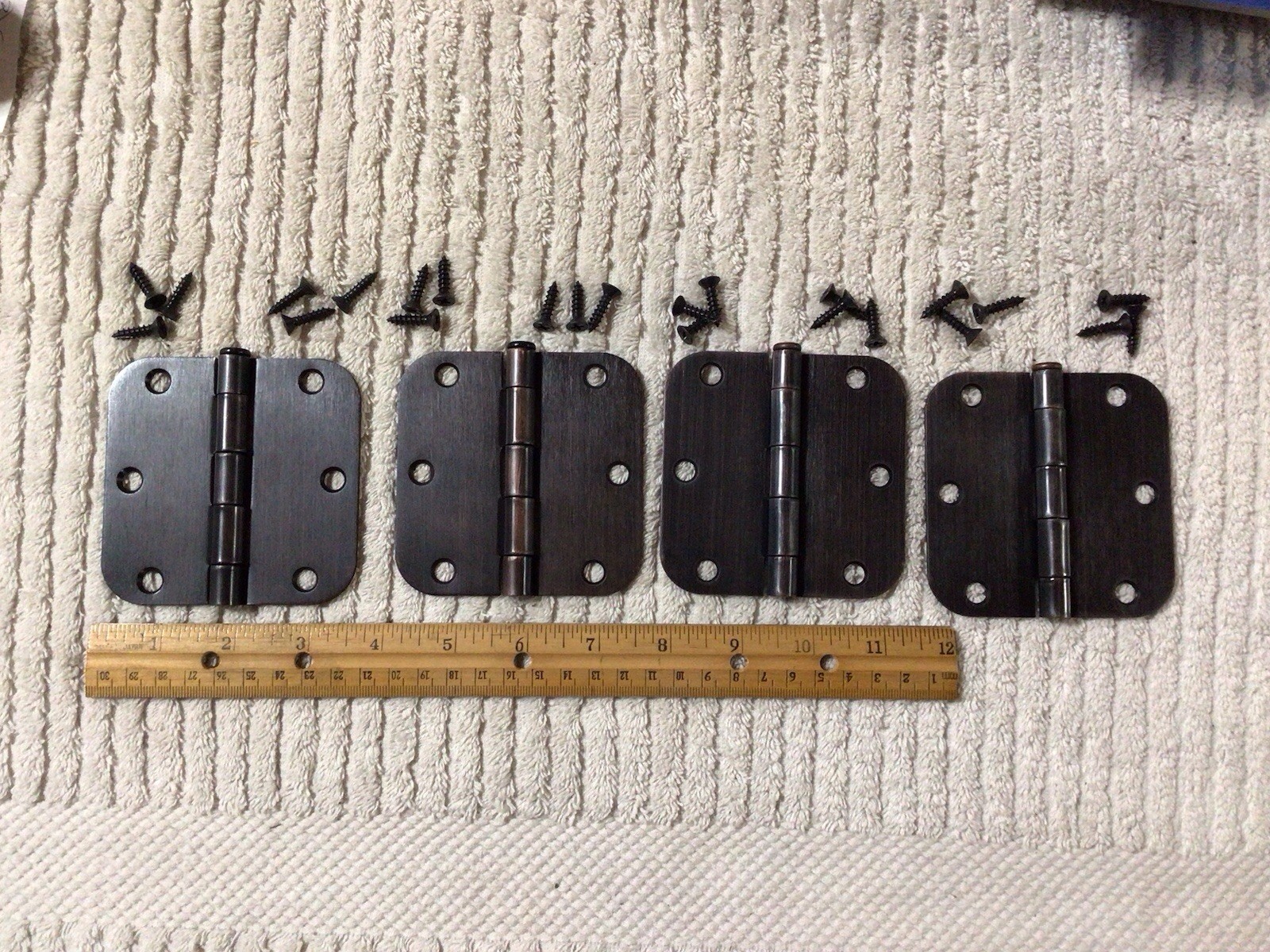 Rounded Steel Door Hinge 3.5” Oil Rubbed Bronze Lot Of 4 Hinges New Unused