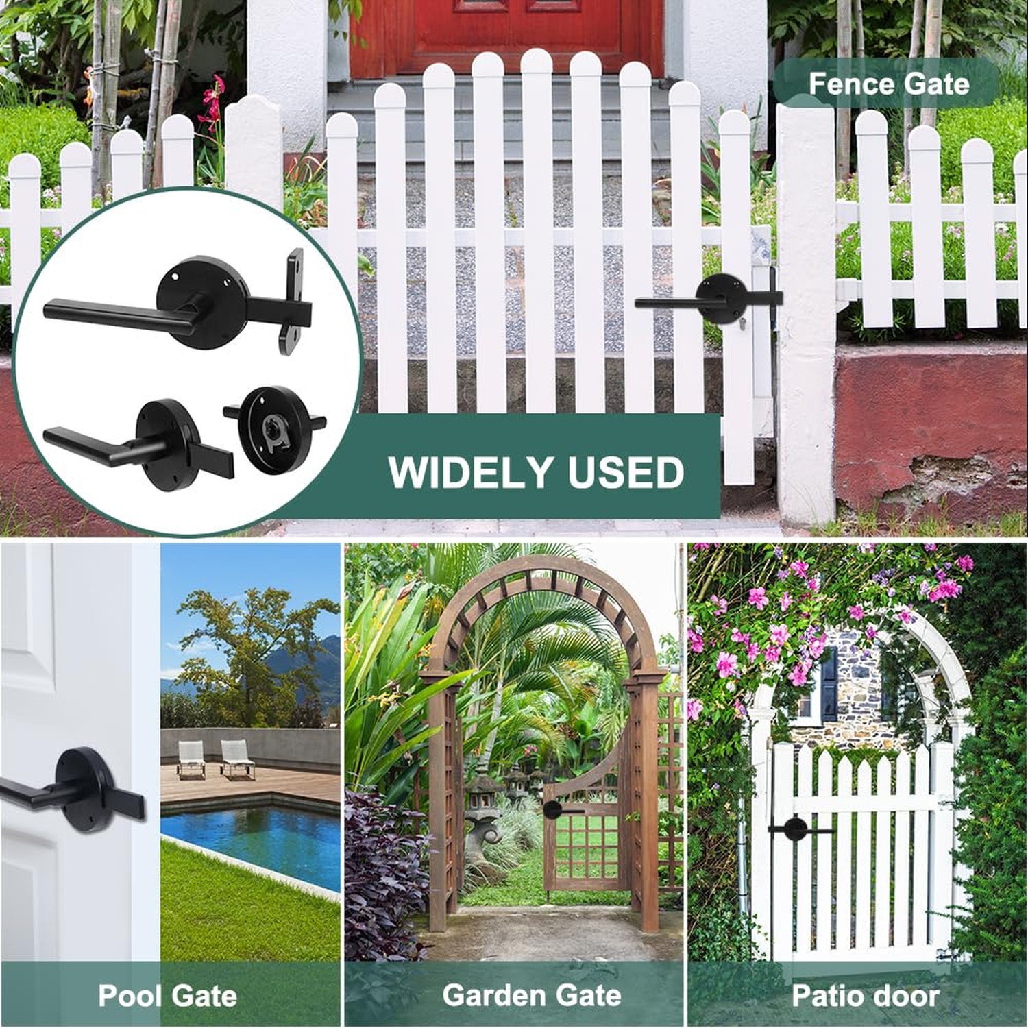Double Side Gate Latch, Adjustable Heavy Duty Swinging Door Latch Gate Hardwa...