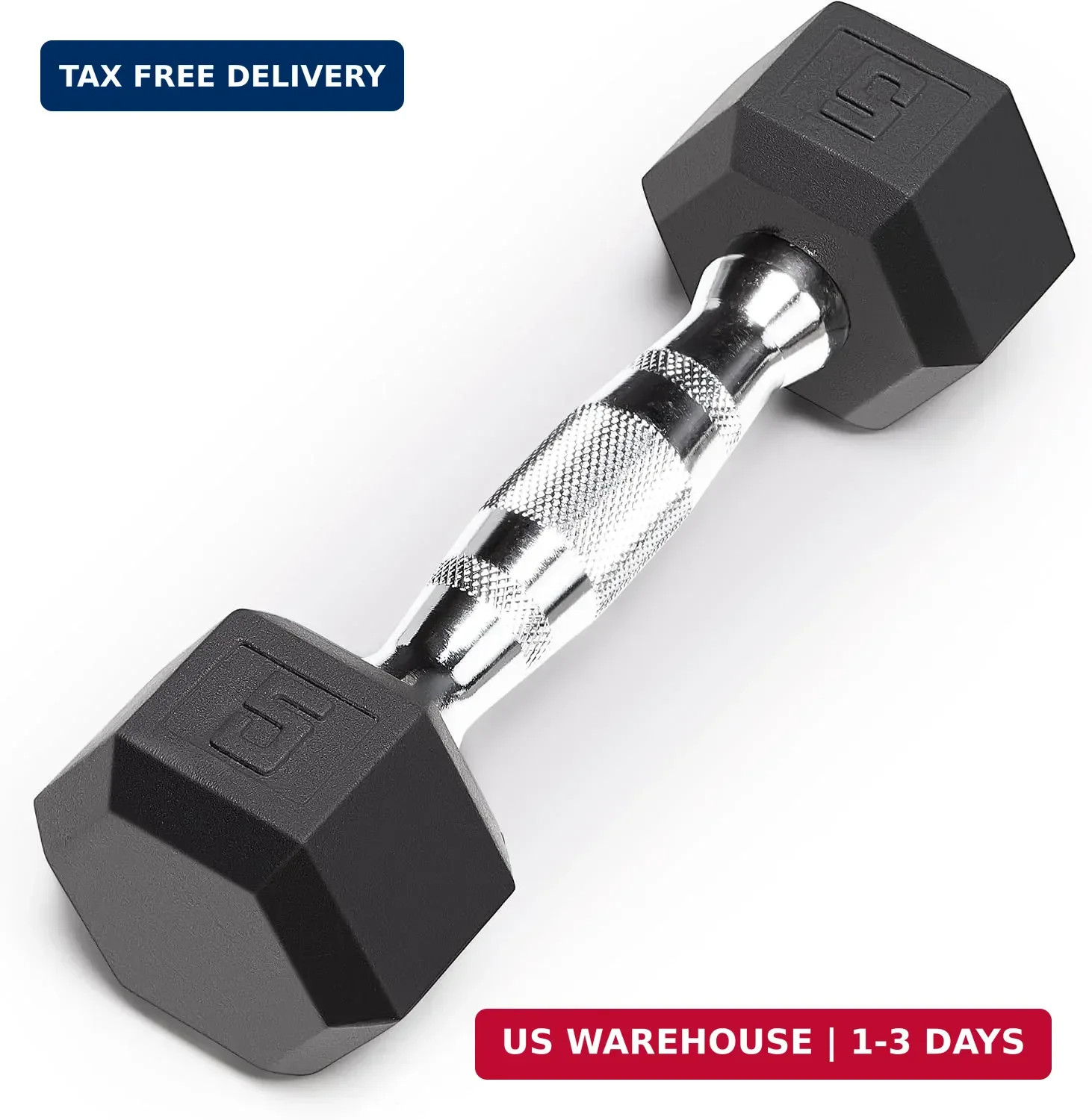 Classic Rubber Hex Dumbbell with Knurled Grip for Strength Training and Bo