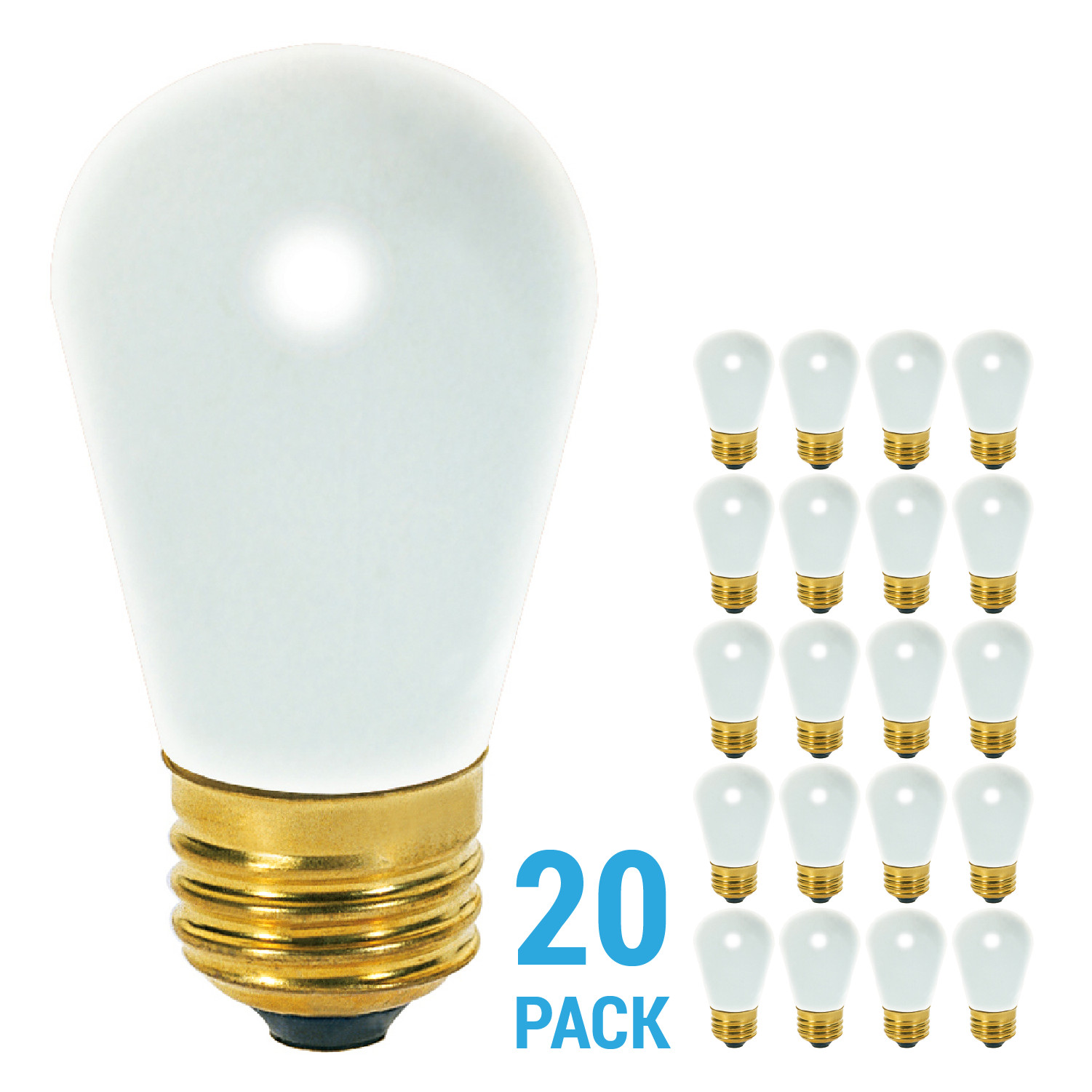 20 Pack FROSTED Patio String Light Sign Bulb 120V 11W S14 Medium E26 Base 11S14