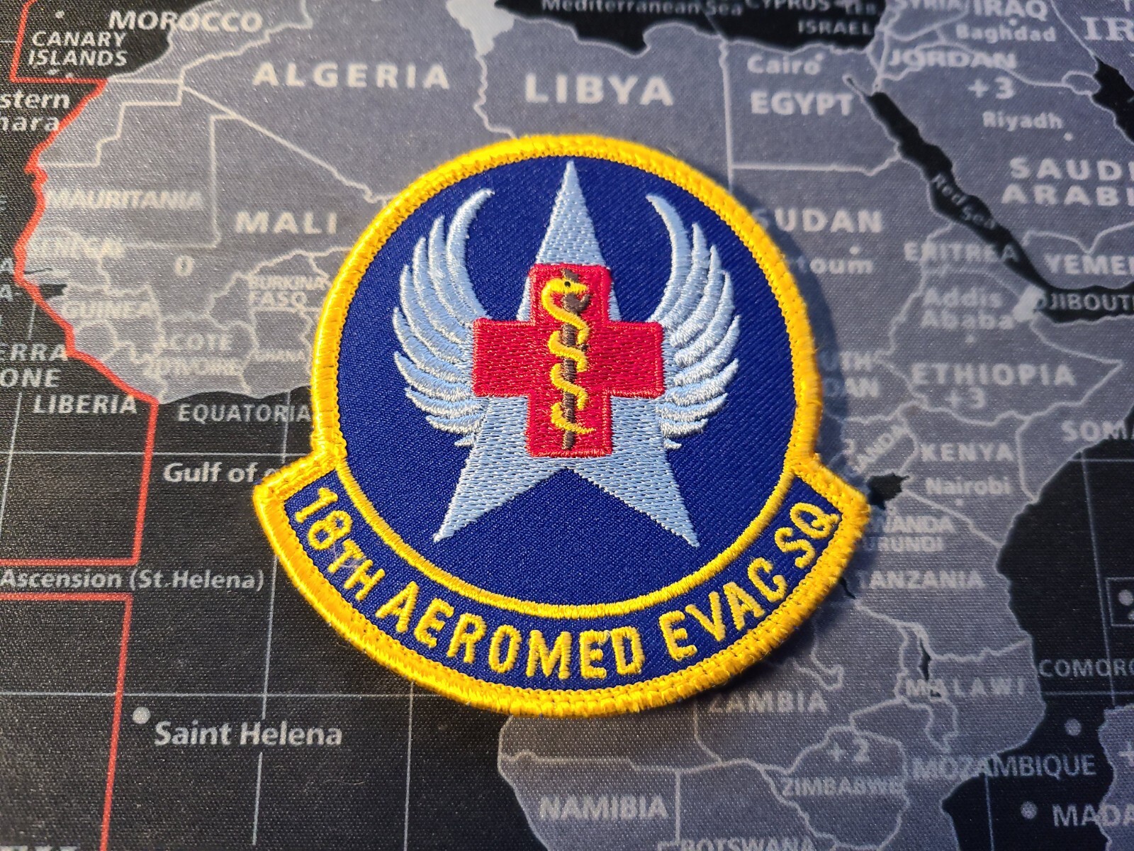 18th Aeromed Evac Squadron Medical Air Force Military Patch Hook & Loop Back