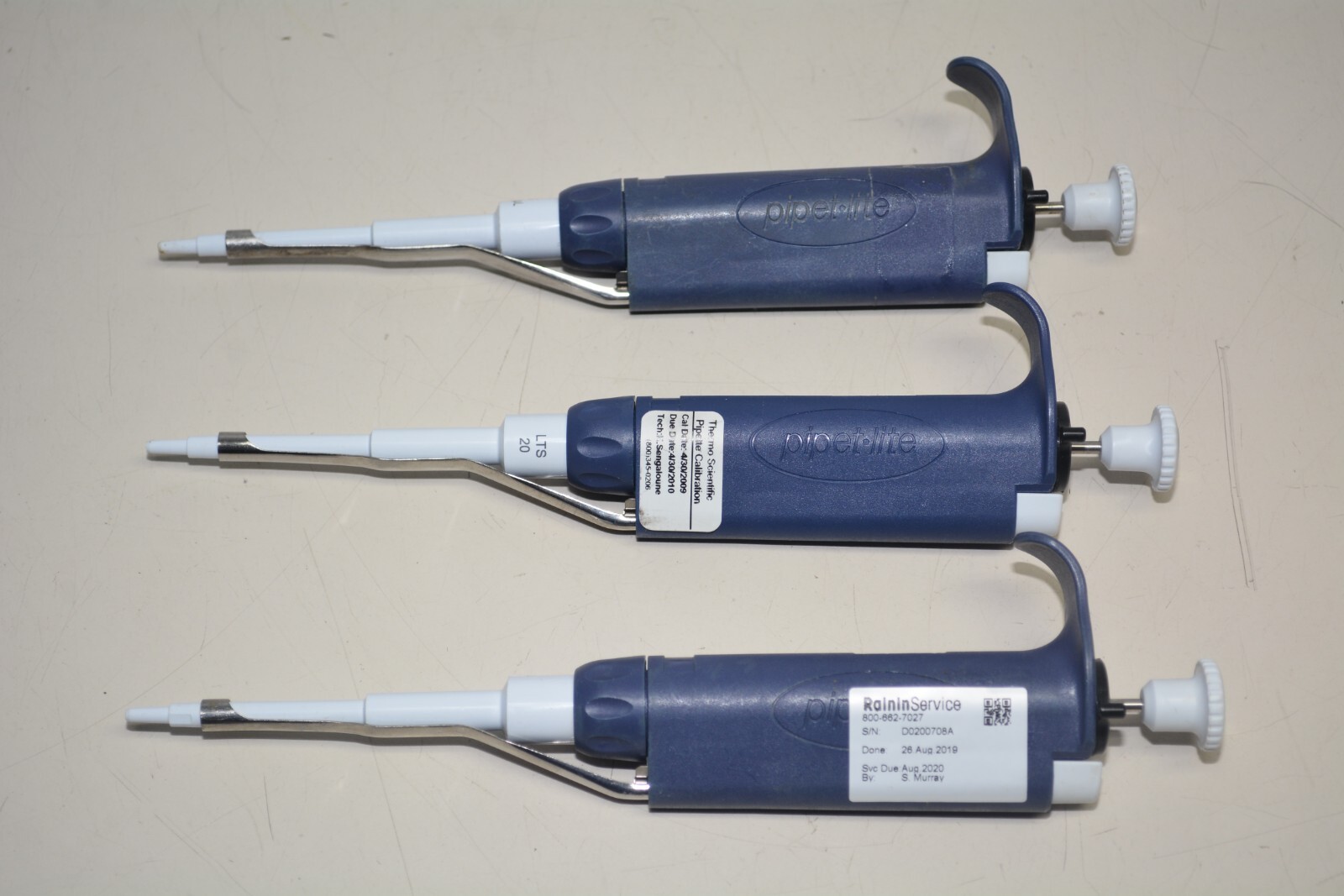 Lot 3x Rainin Pipet-Lite LTS 2-20µL L20 Single Channel Manual Pipette #W3078