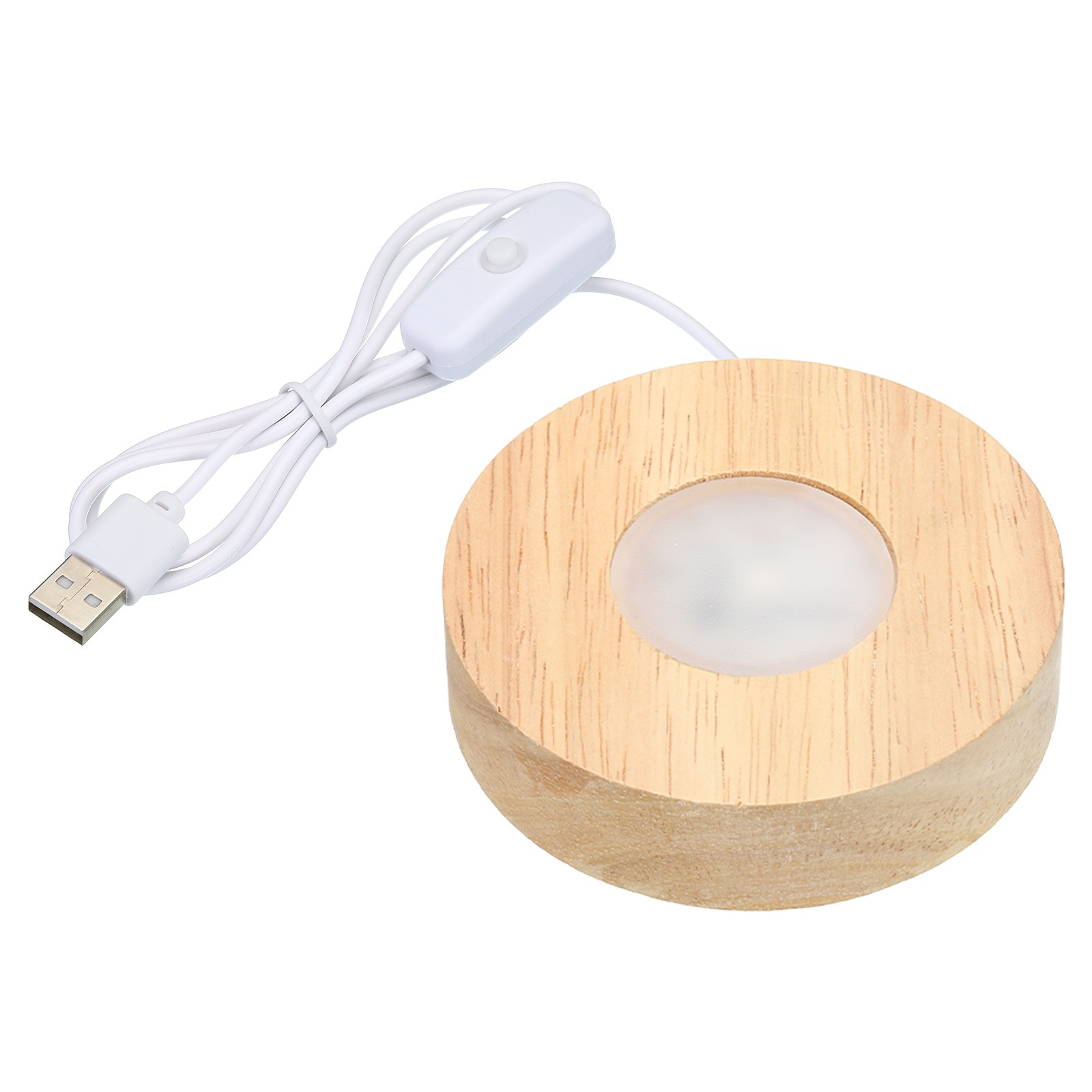 3.1" Wooden LED Light Base Wood Light Display Base Stand White Light
