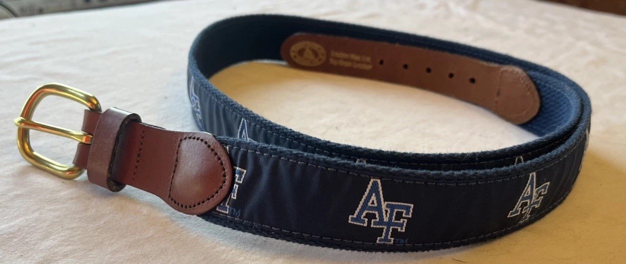 US Air Force LOGO Blue Web Belt W/ Solid Plated Solid Brass Buckle 42" LN
