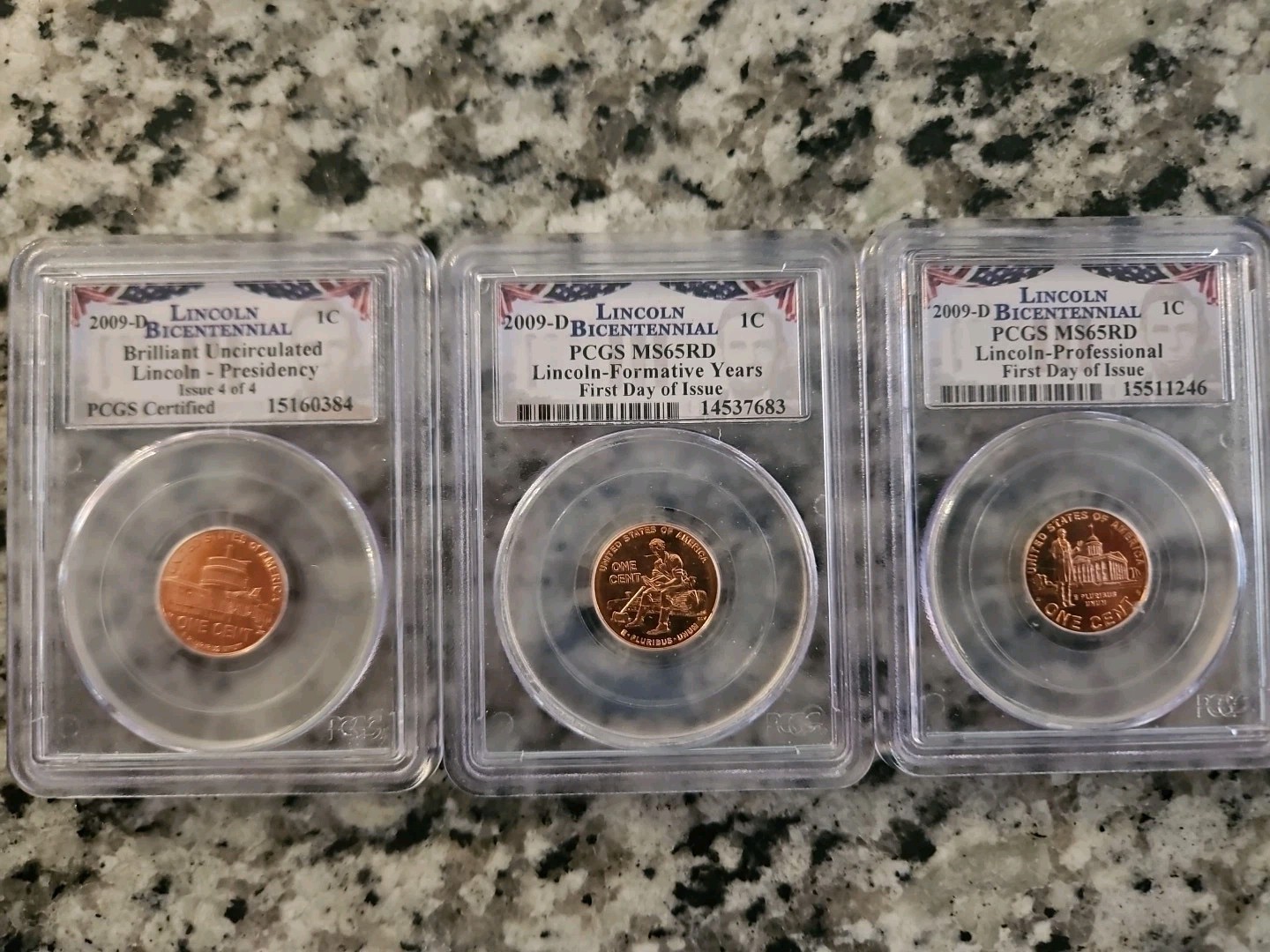 2009-D Lincoln Bicentennial PCGS First Day Issue, Brilliant Unc And 2 MS 65RD
