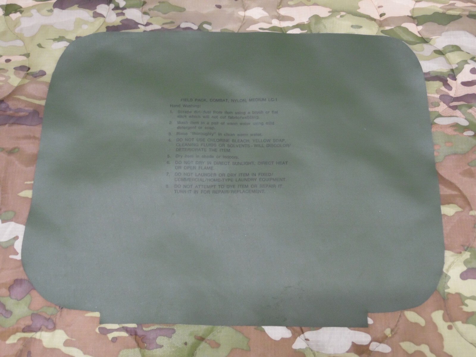 Medium ALICE Pack Replacement Rubberized Map Pocket  Lid / Flap liner NOS
