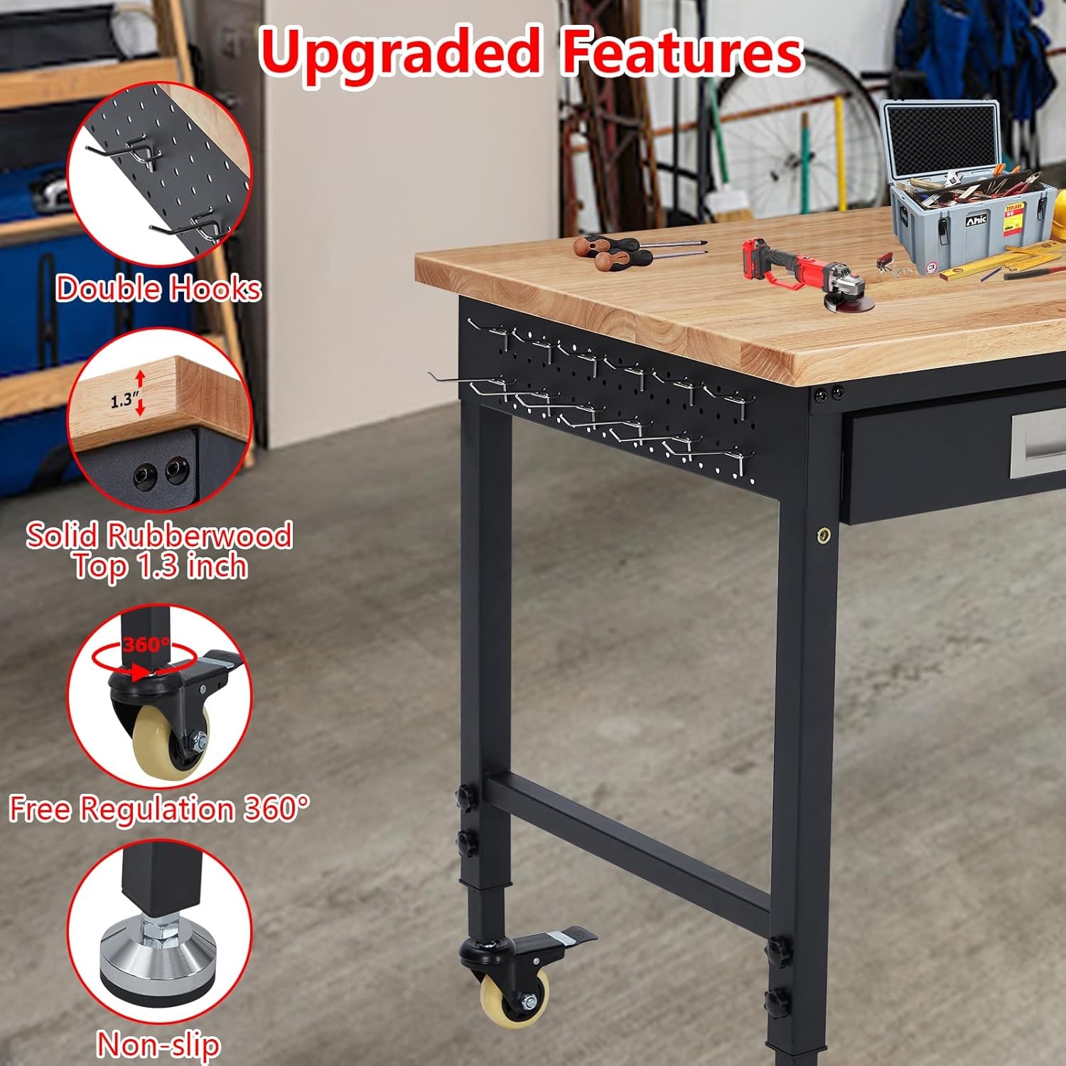 48"X 24" Workbench Adjustable Work Bench Garage Workbench W Drawers for Workshop