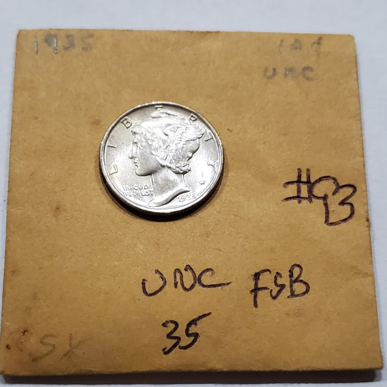1935  Mercury Dime  AU-UNC FSB  #93