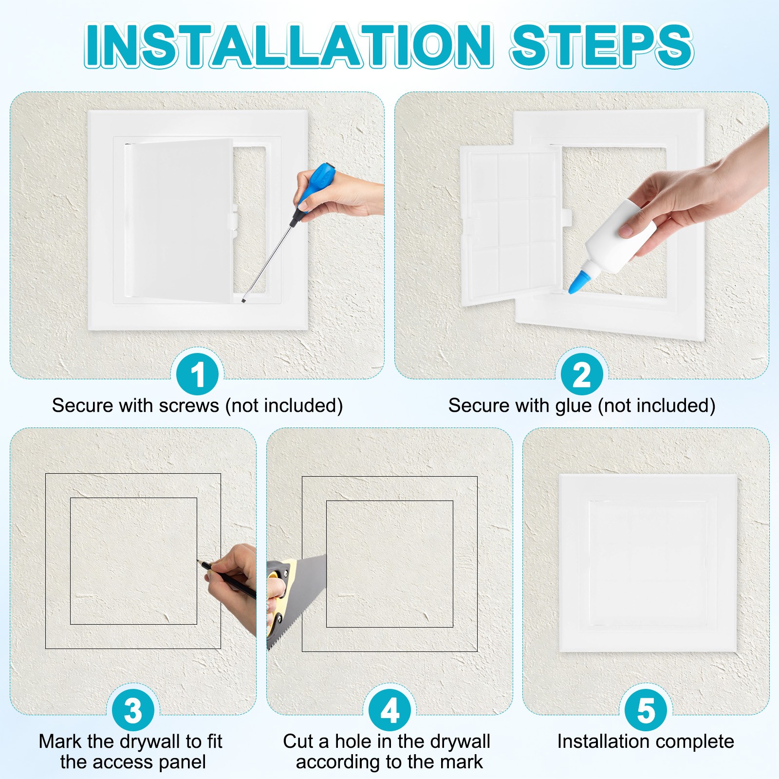 1-Pack Access Panel for Drywall, 4.5x4.5" Plastic Wall Hole Cover [White]
