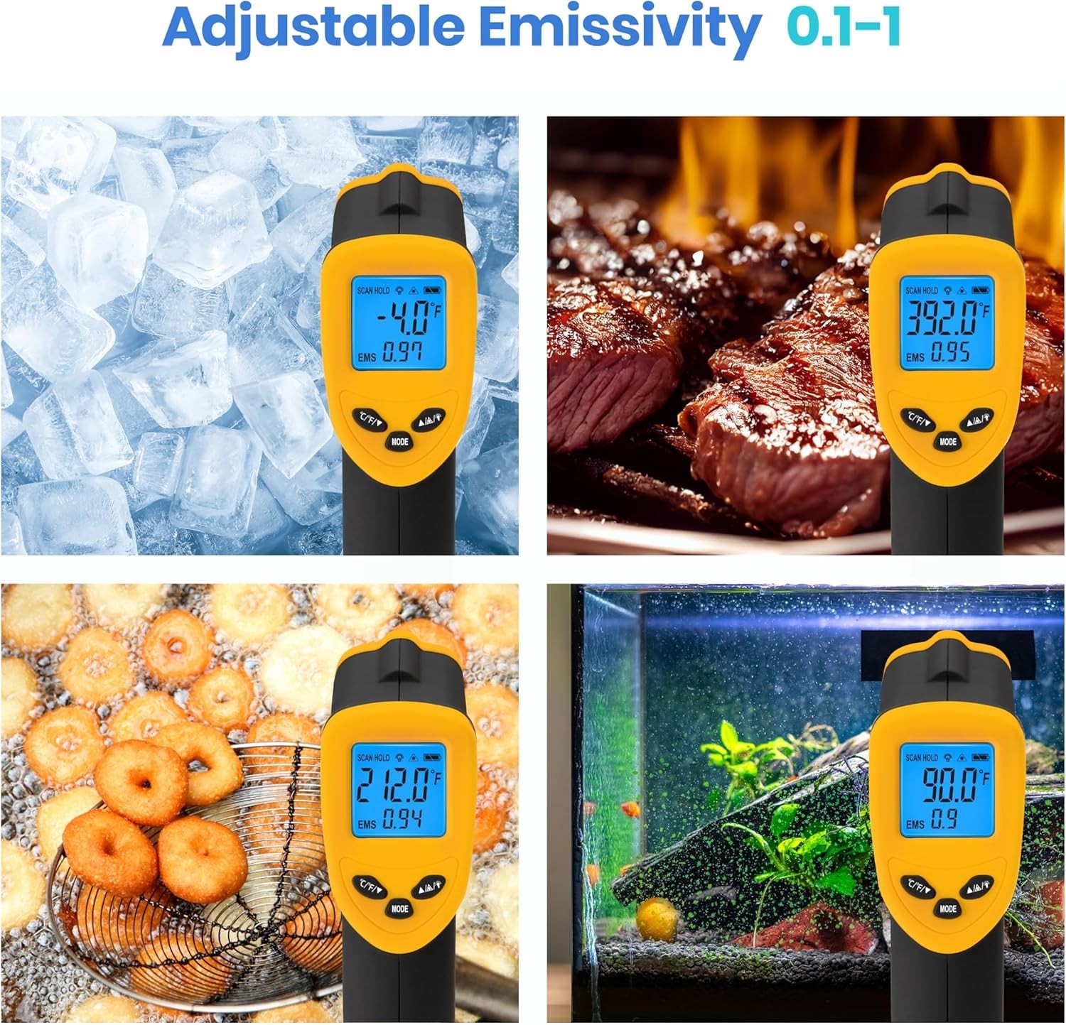 Versatile Non-Contact Temperature Gun for BBQ, Food, and Home Use - 12:1 Ratio