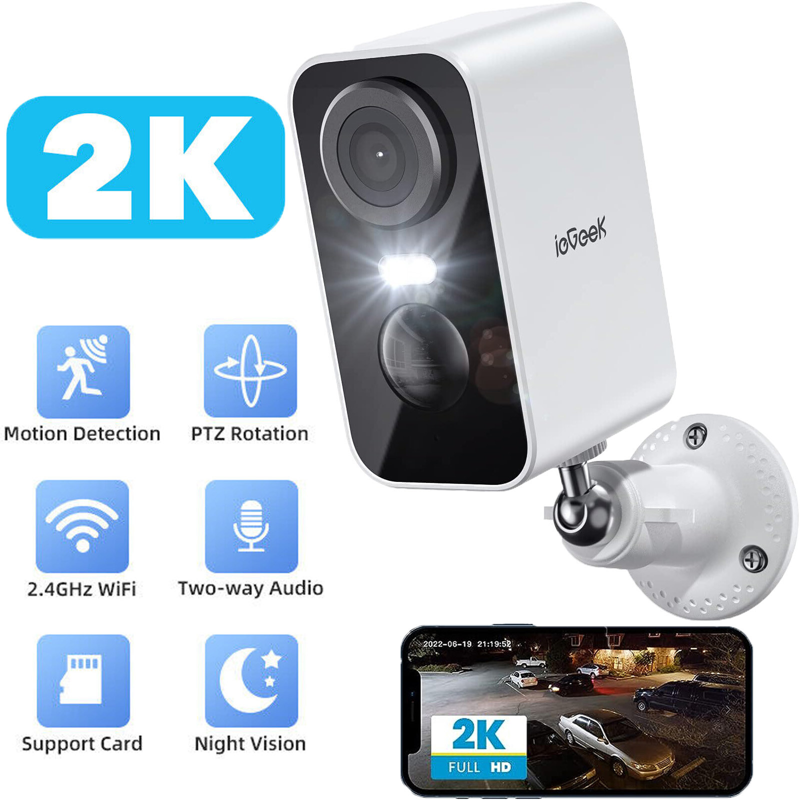 ieGeek 2K Outdoor Wireless WiFi Battery Powered Night Vision Security Camera