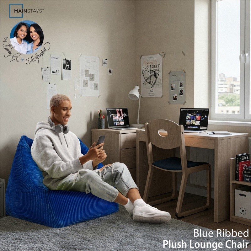 Becky G Alejandra Ribbed Plush Foam Chair Comfortable Indoor Seating 33x34x27 US