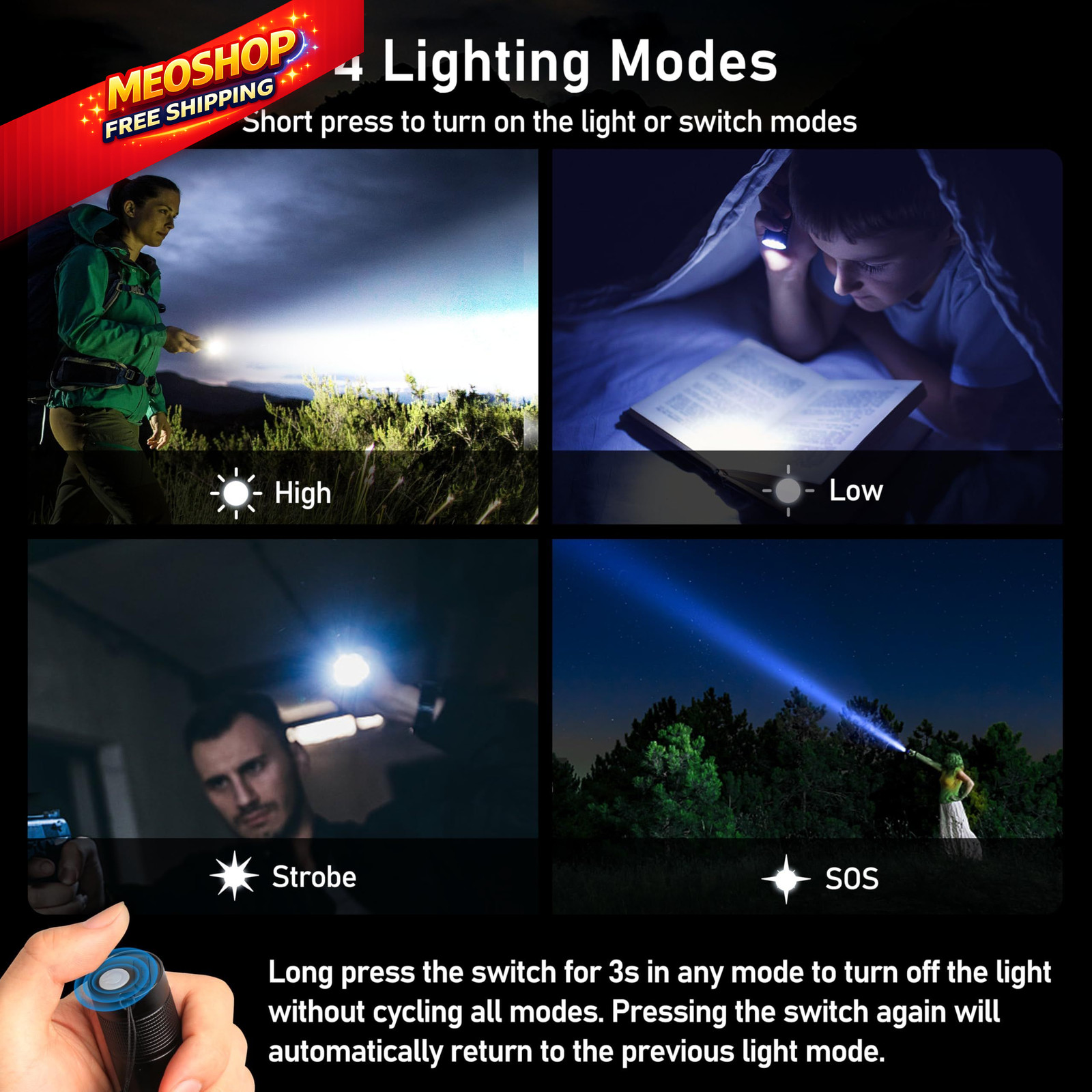 Blukar Flashlight Rechargeable, High Lumens Flashlight, Super 1 Pack, Black