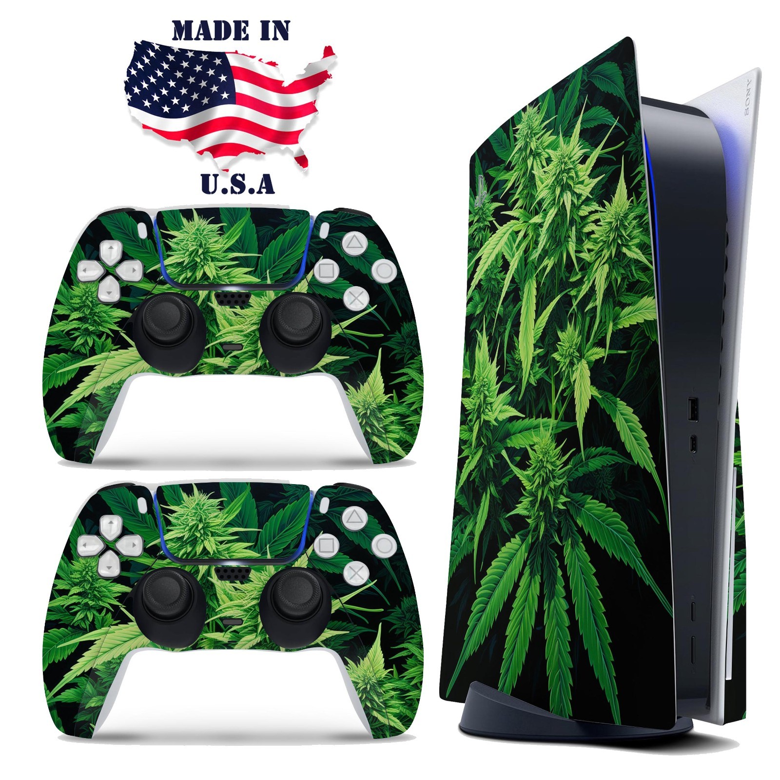 Cannabis Leaf PS5 Console & Controller Vinyl Skin Wrap Decal Set