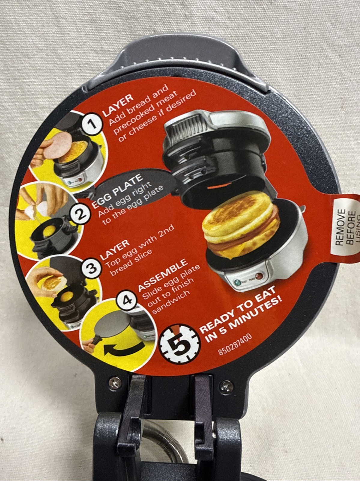 Hamilton Beach 25475 Breakfast Sandwich Maker Silver New Open Box