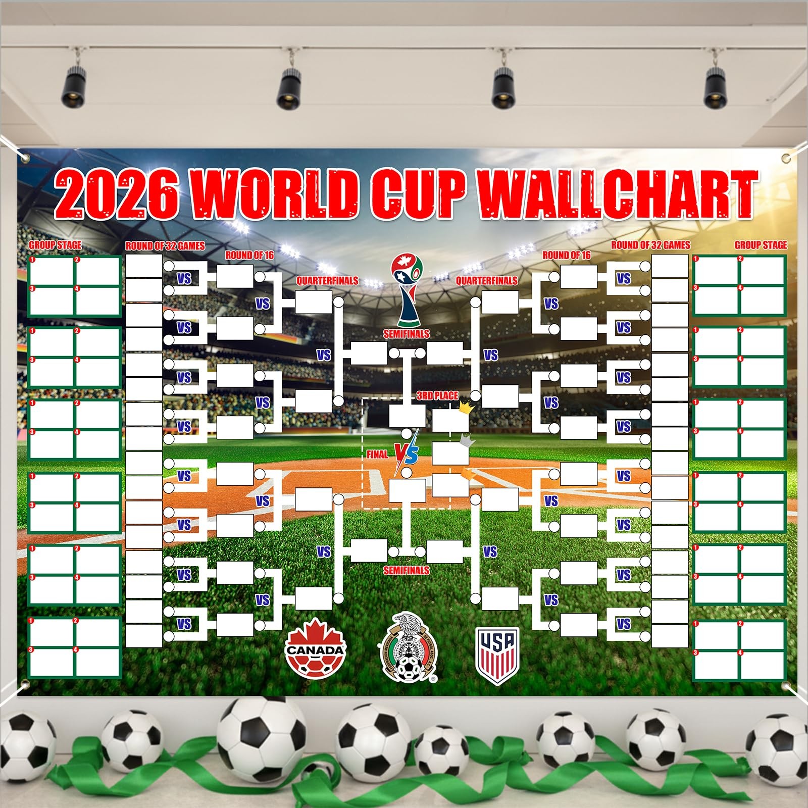 World Cup Schedule Backdrop Banner&Final Round 48-Team Collection Showcase 2026,