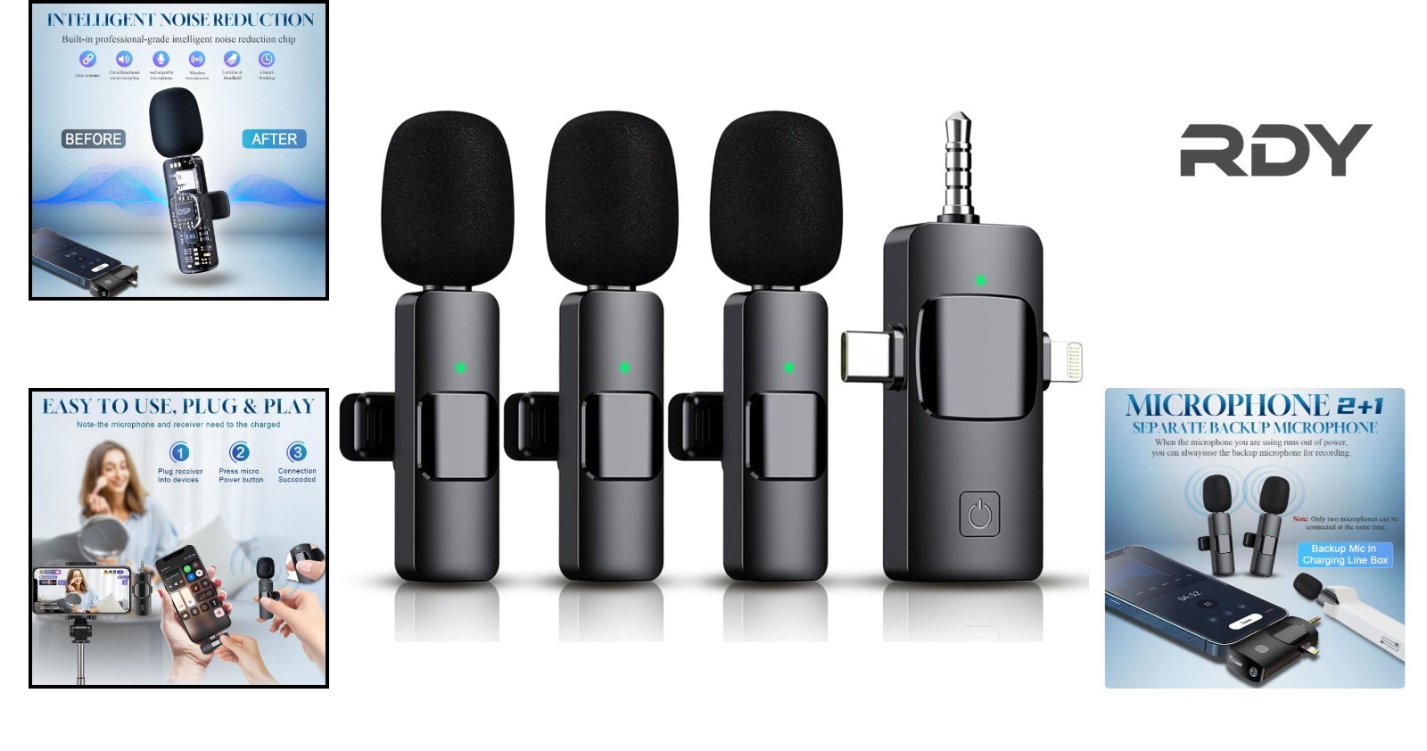Professional Wireless Lavalier Microphone for YouTube, TikTok & Vlogging - Black