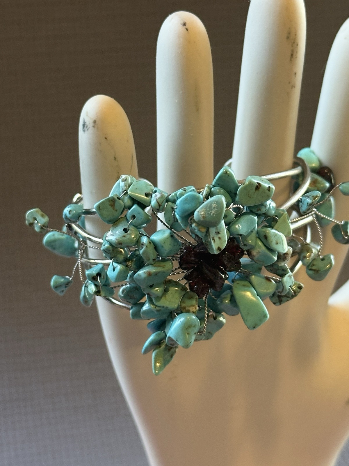 Loose Turquoise Silver Wire Bracelet