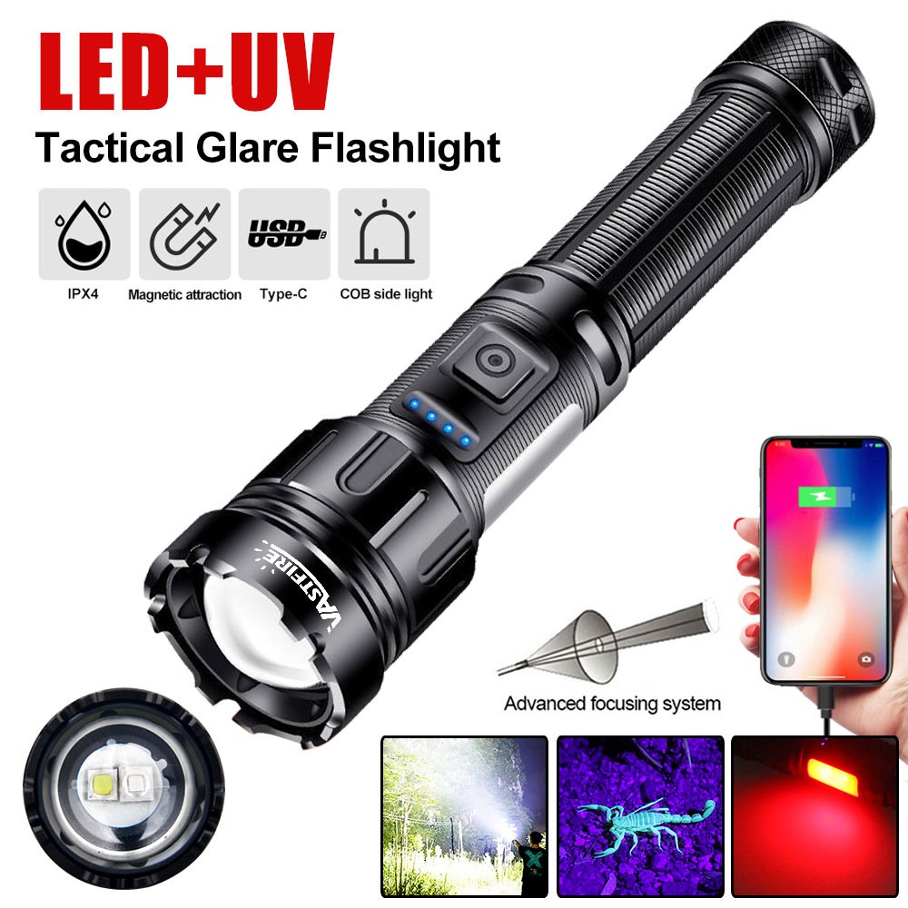 UV Flashlight LED Torch 2 in 1 White&Black Light Waterproof 395nm Light Bright