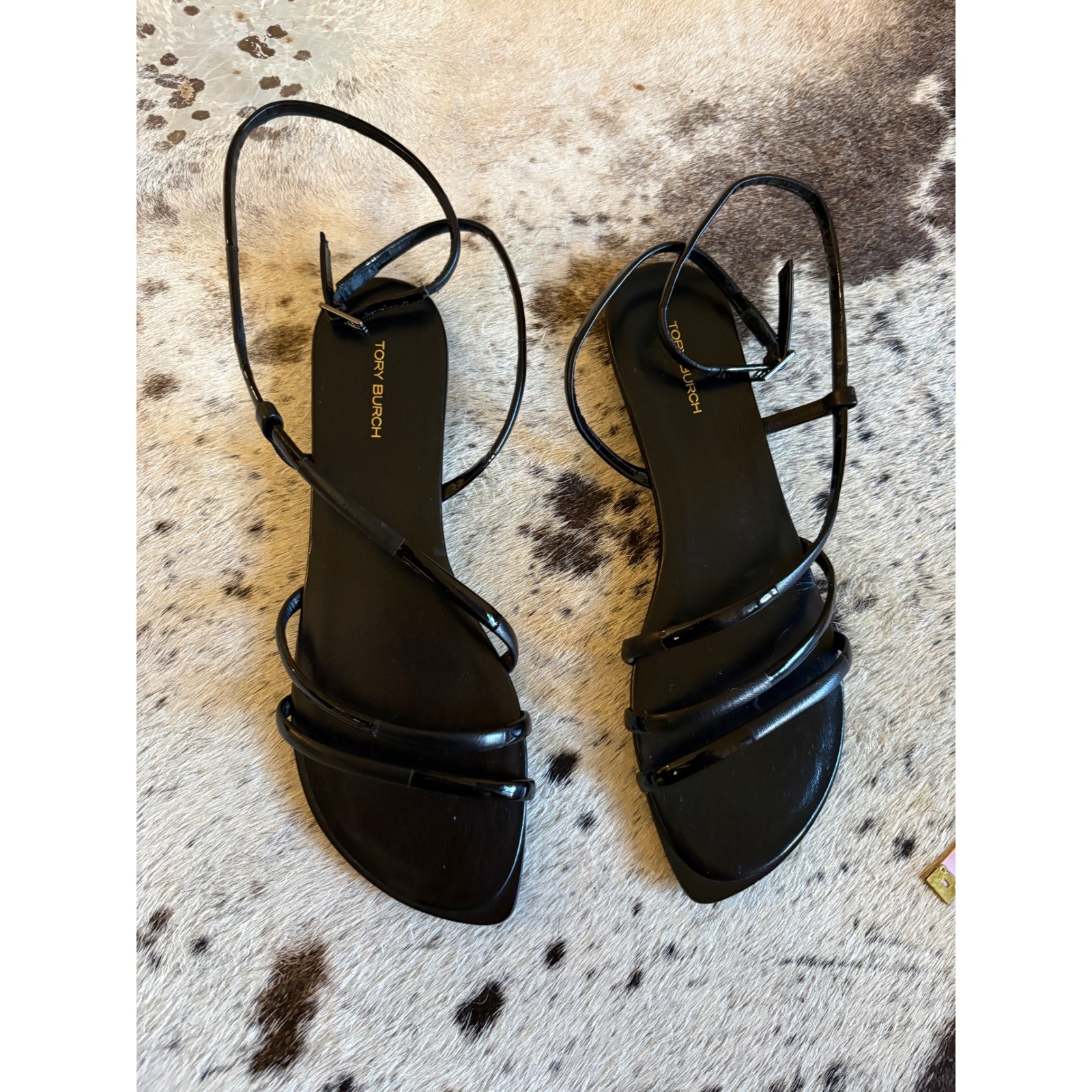 TORY BURCH Split Mignon Multi strap Sandals Size 8.5 In Black