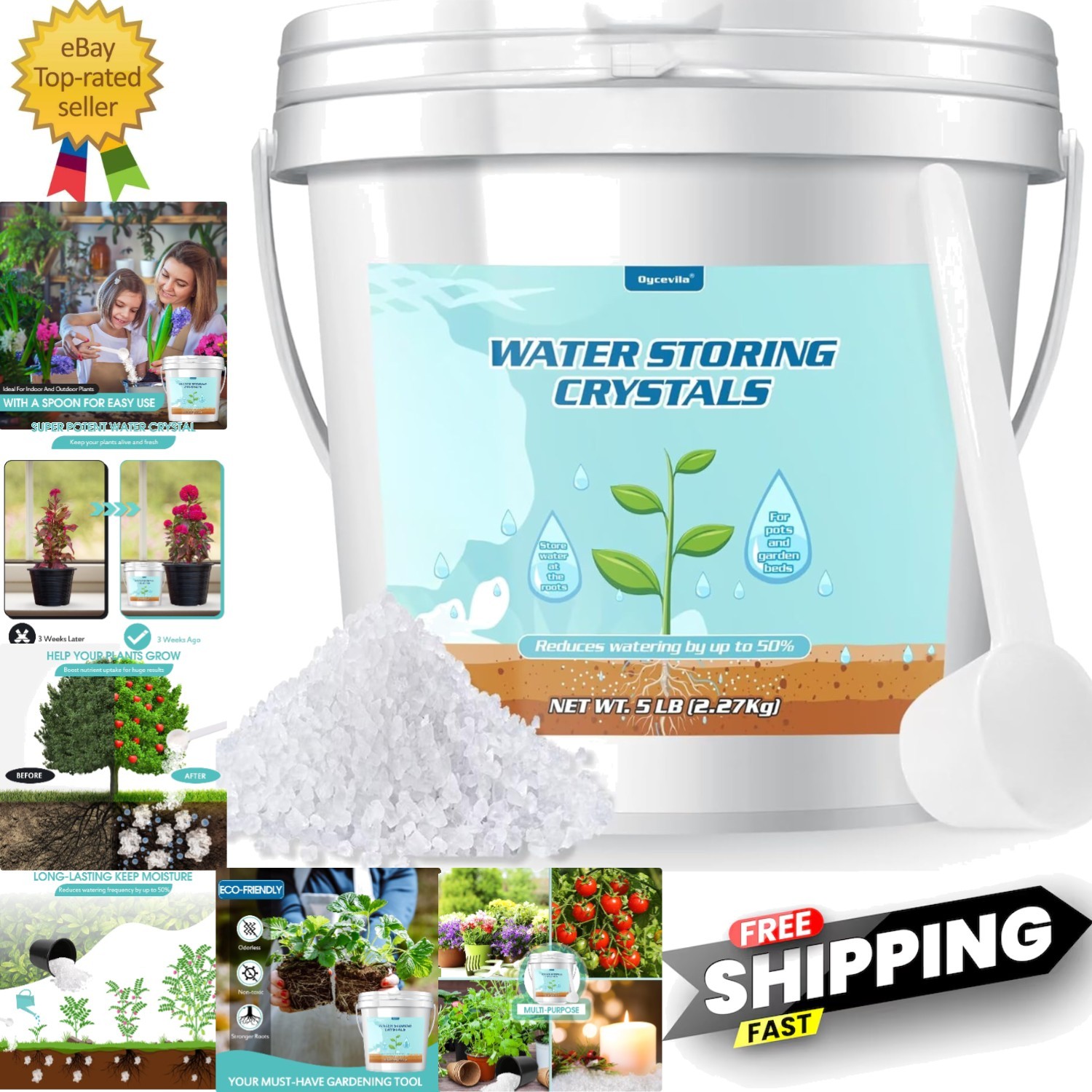 Long-Lasting Water Gel Crystals - 5LB for Drought and Over-Watering Solutions