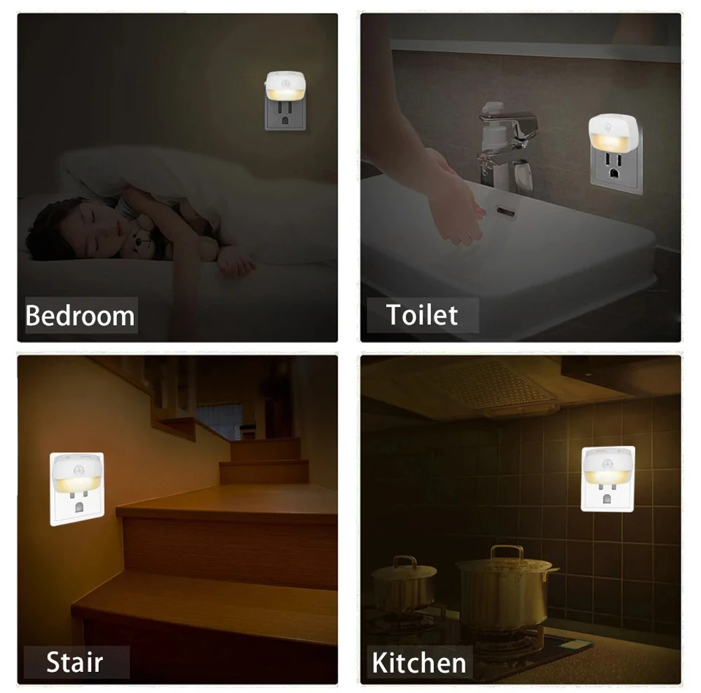 LED Night Light EU Plug In Smart Motion Sensor Light 220V Wall Lamp for Home...