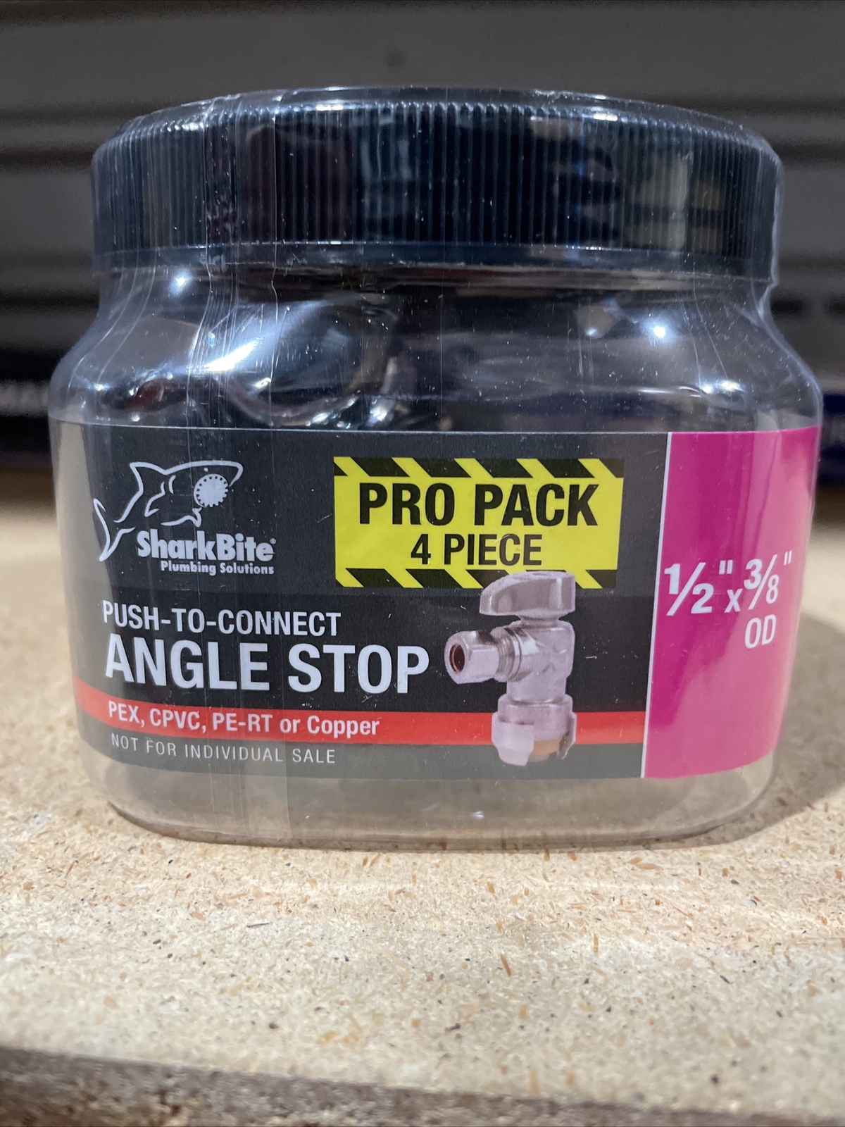 SharkBite 1/2” Push-to-Connect x 3/8” O.D. Compression Angle Stop Valves (Qty 4)